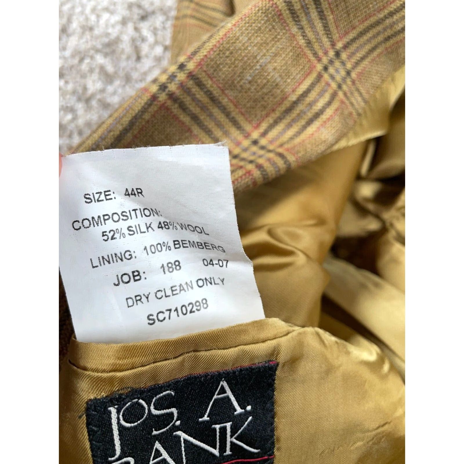 Jos. A. Bank Jos. A. Bank Brown Glen Plaid Blazer Men's 44 Regular Silk Wool Two-Button Single-Breasted Classic Preppy Size 44R - 4 Thumbnail