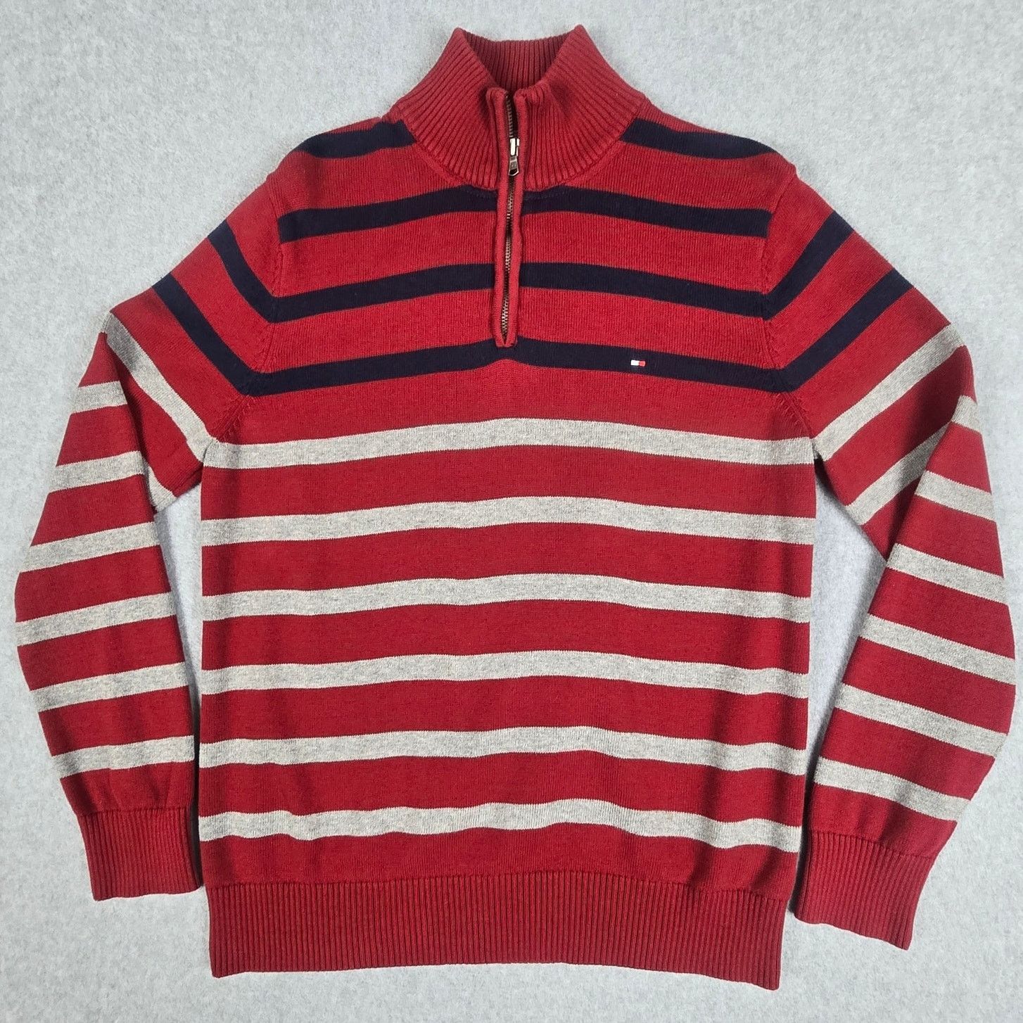 Tommy Hilfiger Tommy Hilfiger Large Stripe Quarter Zip Sweater Size US L / EU 52-54 / 3 - 2 Thumbnail