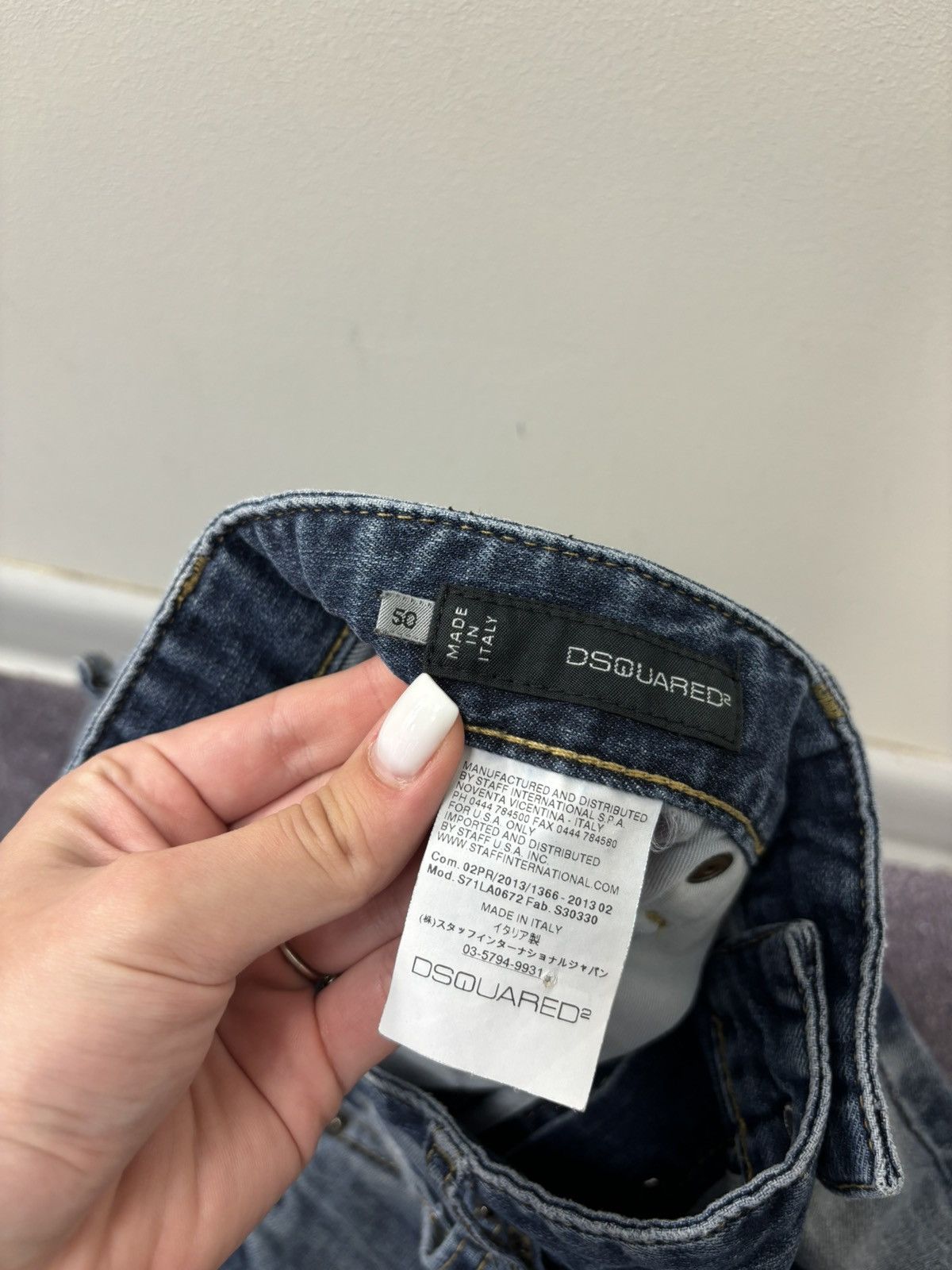 Dsquared2 Dsquared2 Ripped Faded Blue Slim Fit Tapered Denim Jeans Size US 34 / EU 50 - 10 Thumbnail