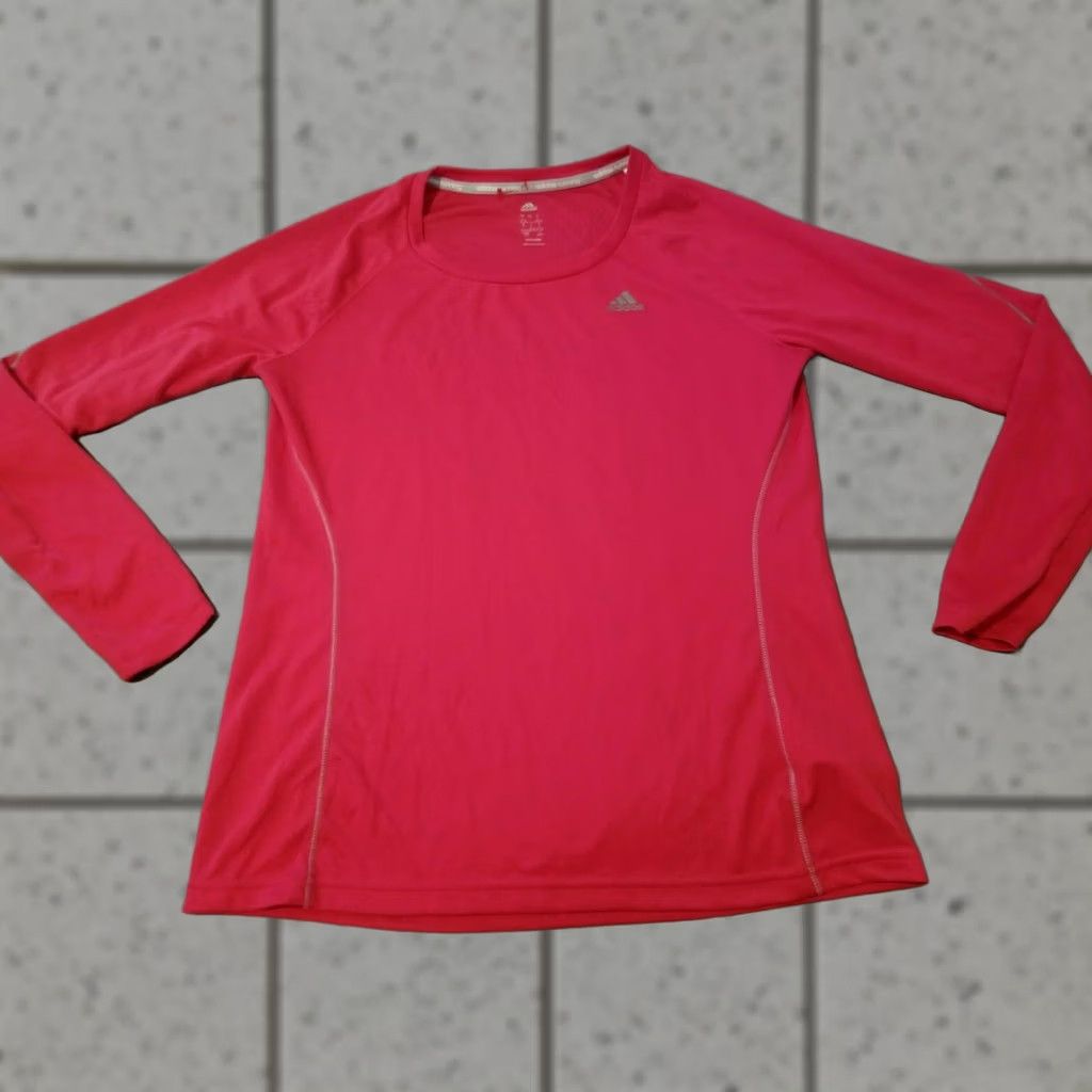 Adidas Womens adidas Shirt L Large Red Athletic Yoga Gym Running T-Shirt Activewear Womens L Red Size L / US 10 / IT 46 - 1 Thumbnail