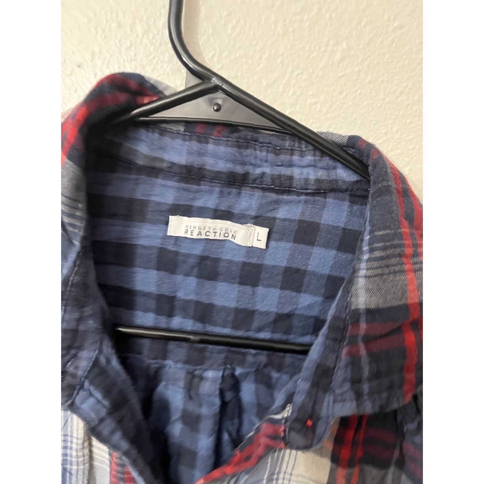 Kenneth Cole KENNETH COLE NEW YORK Shirt Men L Flannel Plaid Multicolor Button-Up Casual Workwear Knit Cotton Blend Slim Fit 3D All Seasons Fall Winter Spring Size US L / EU 52-54 / 3 - 3 Thumbnail