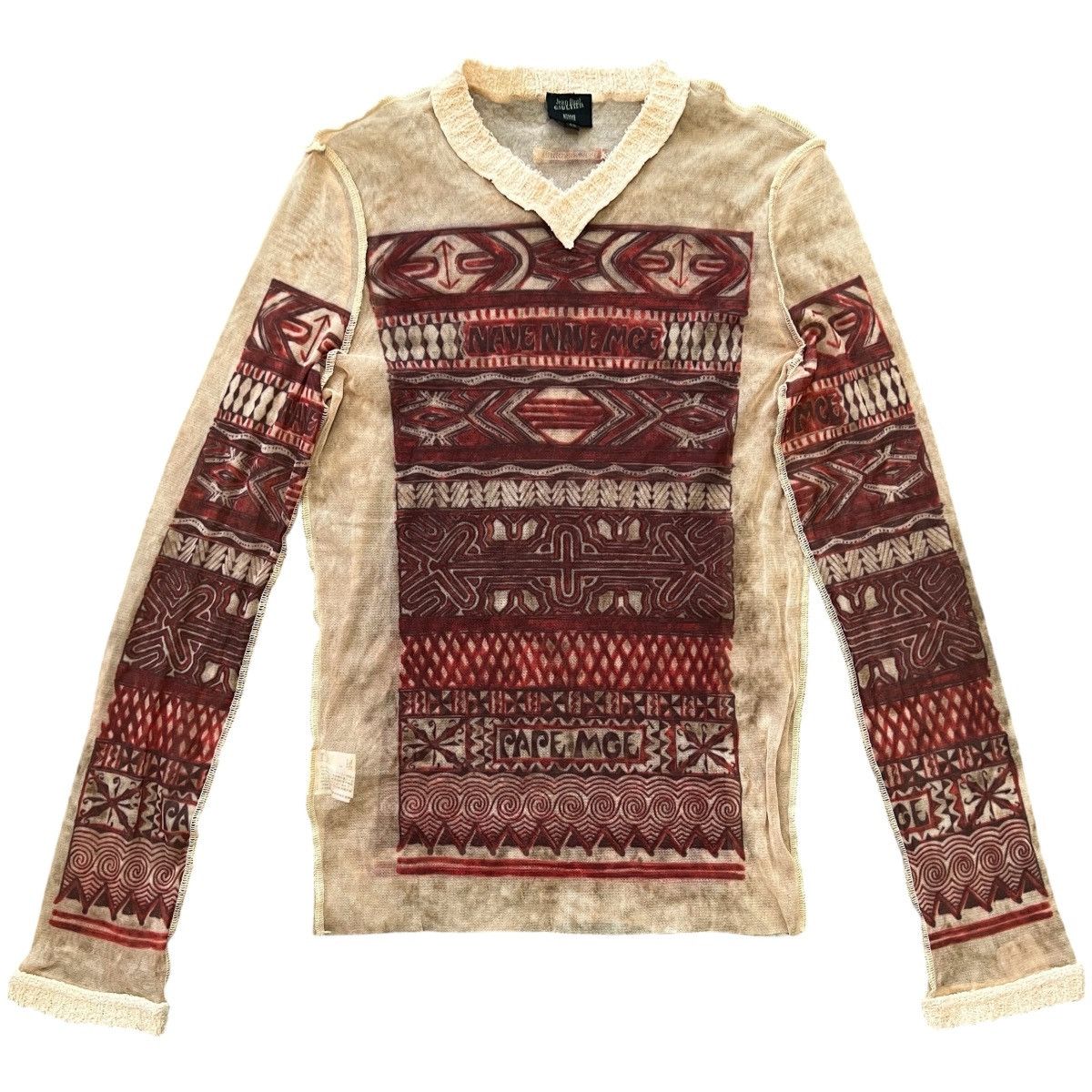 JEAN PAUL GAULTIER HOMME 90's Power-Net Tribal Print T-Shirt