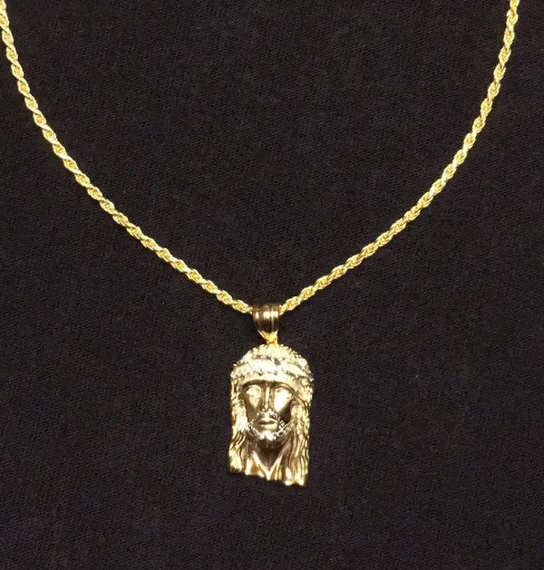 Other Gold Chain Rope Chain 20in 2mm and Gold Jesus Piece Head Size ONE SIZE - 5 Thumbnail