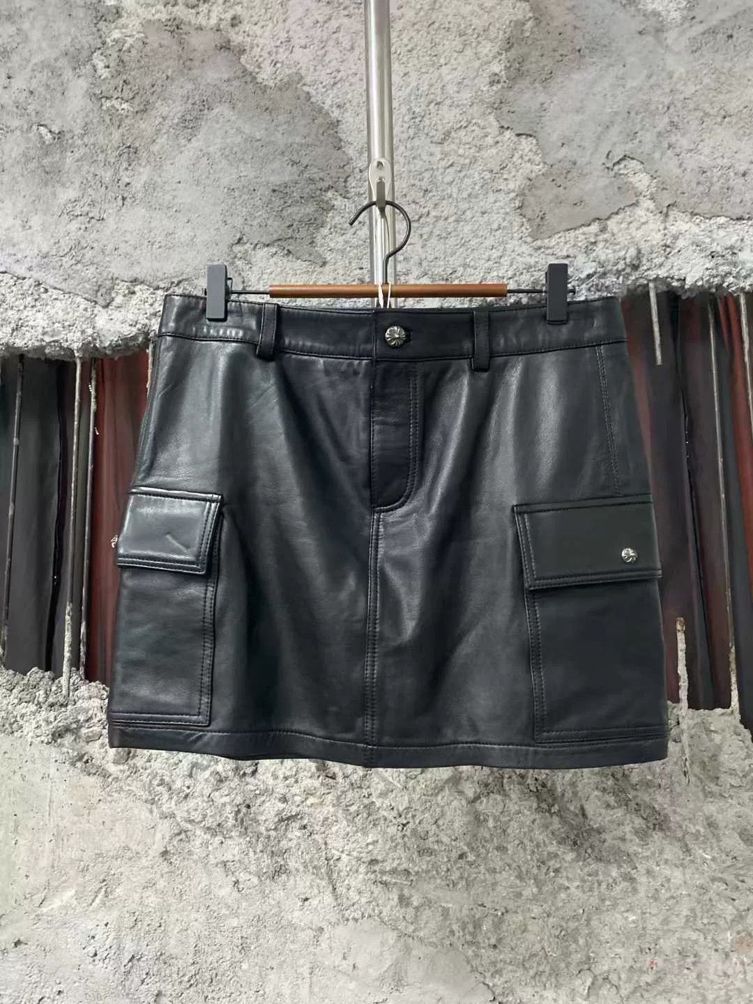 Chrome Hearts black leather utility mini skirt Size 28" / US 6 / IT 42 - 1 Thumbnail