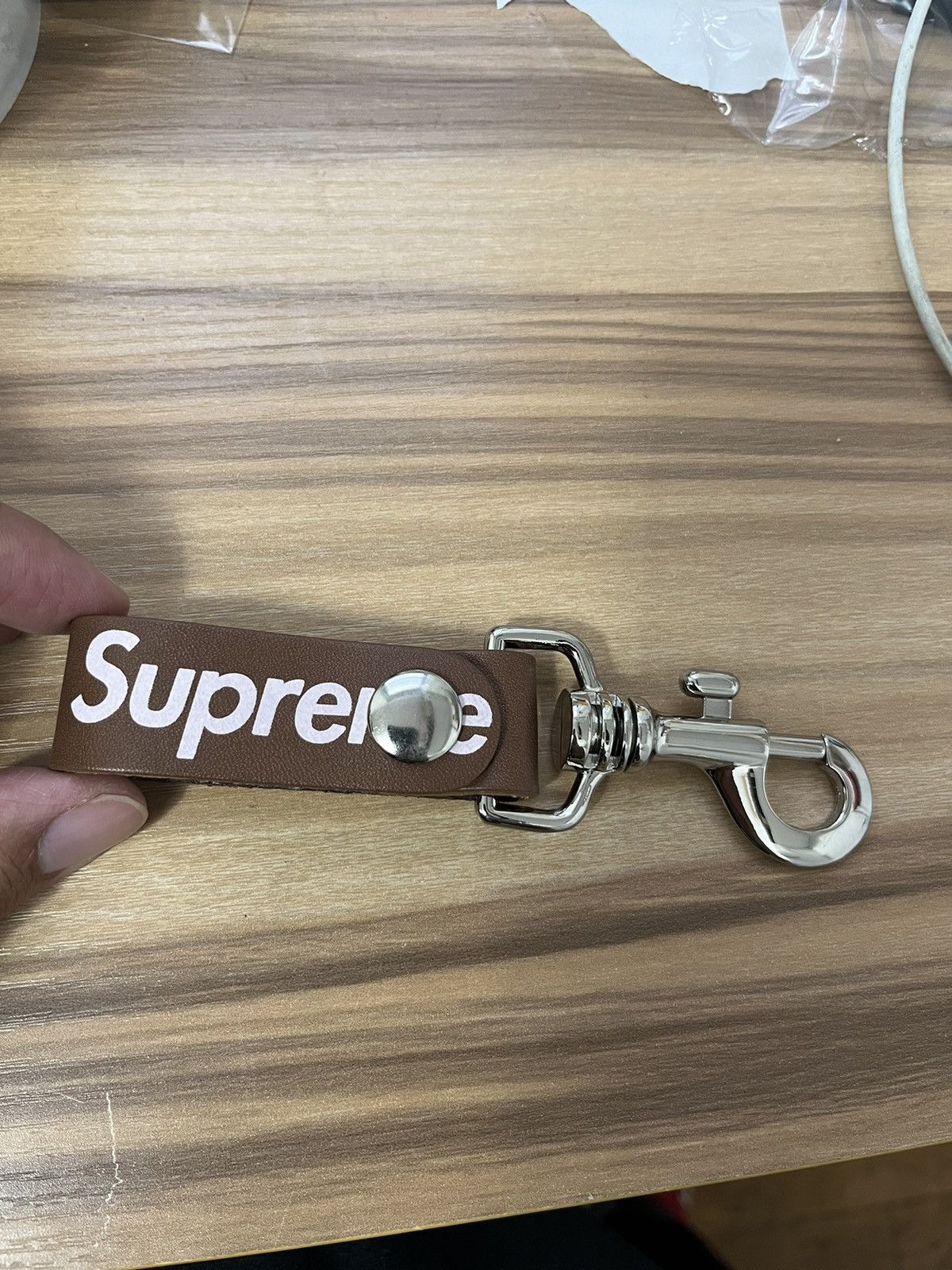 Supreme leather buy keychain