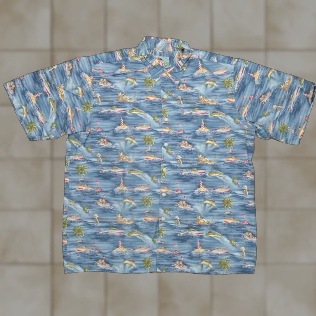 Reyn Spooner VINTAGE Reyn Spooner Shirt Mens M Blue Graphic Print Short Sleeve Button-Up Collared Casual Theme Marlin 90s Mens Size US M / EU 48-50 / 2 - 1 Thumbnail