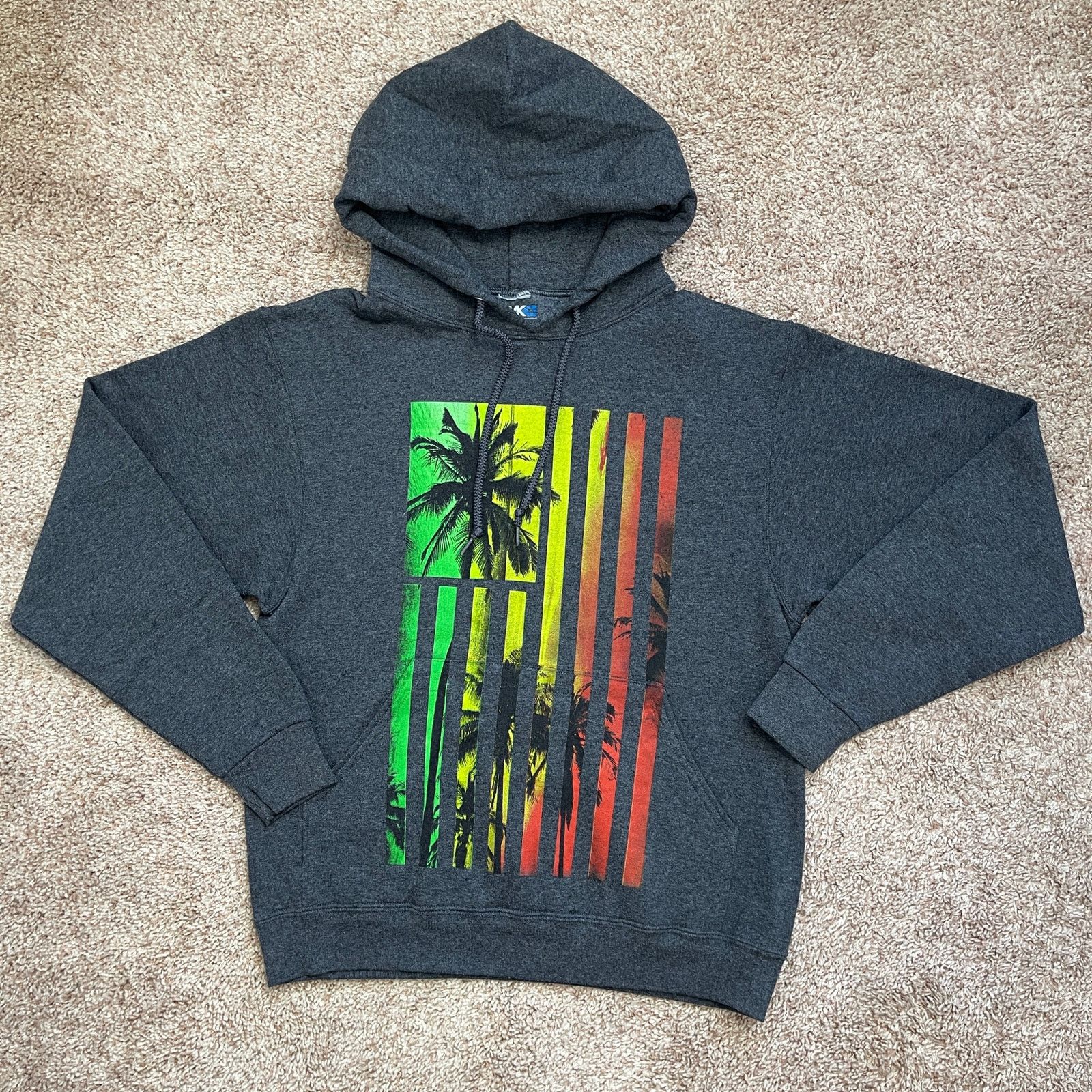Tony Hawk Tony Hawk Gray Hoodie Sweatshirt Rasta Palm Trees Print S Size US S / EU 44-46 / 1 - 17 Thumbnail