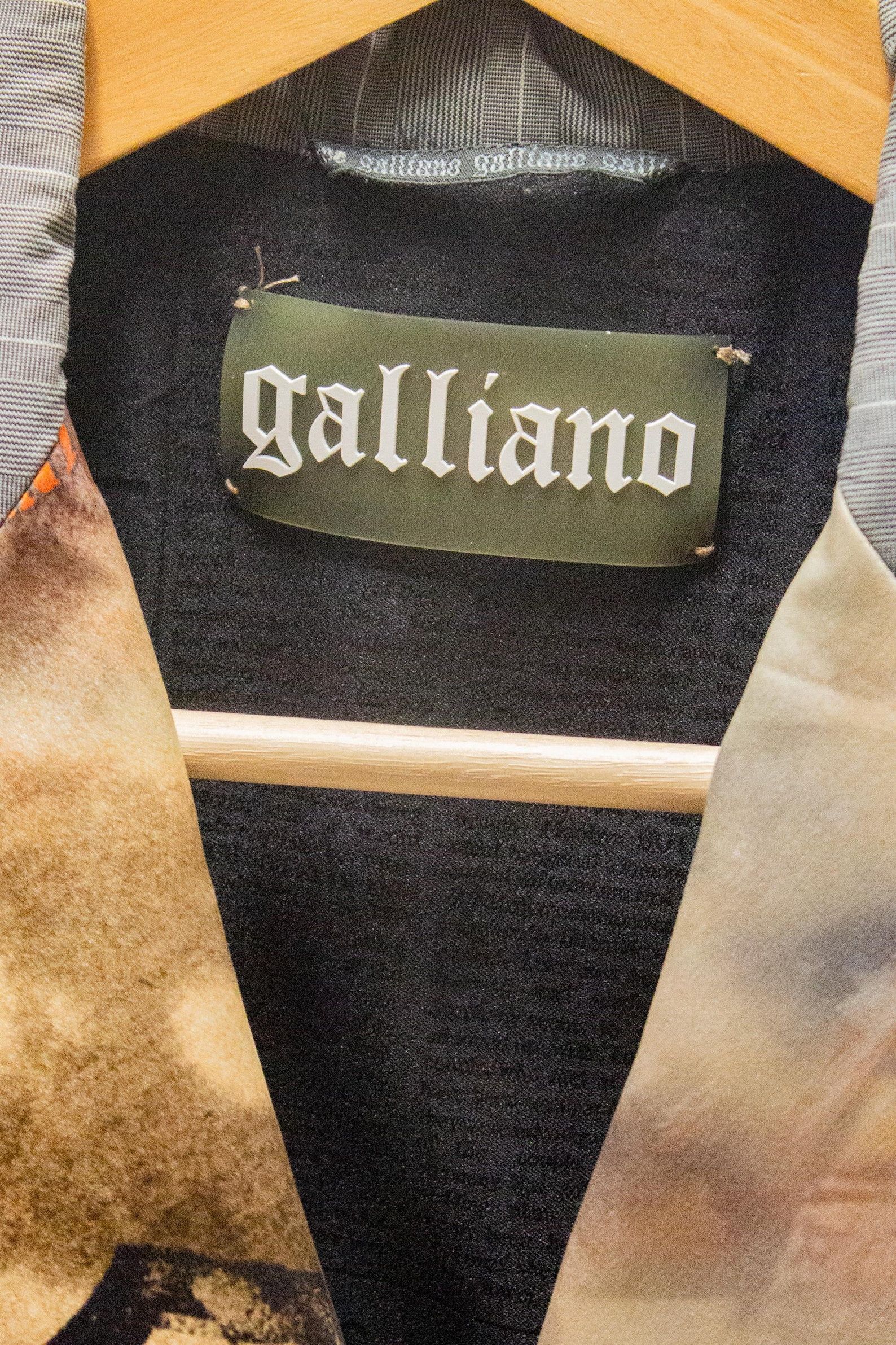 John Galliano Galliano y2k grey cotton pinstripe jacket with gazette print Size XS / US 0-2 / IT 36-38 - 5 Thumbnail