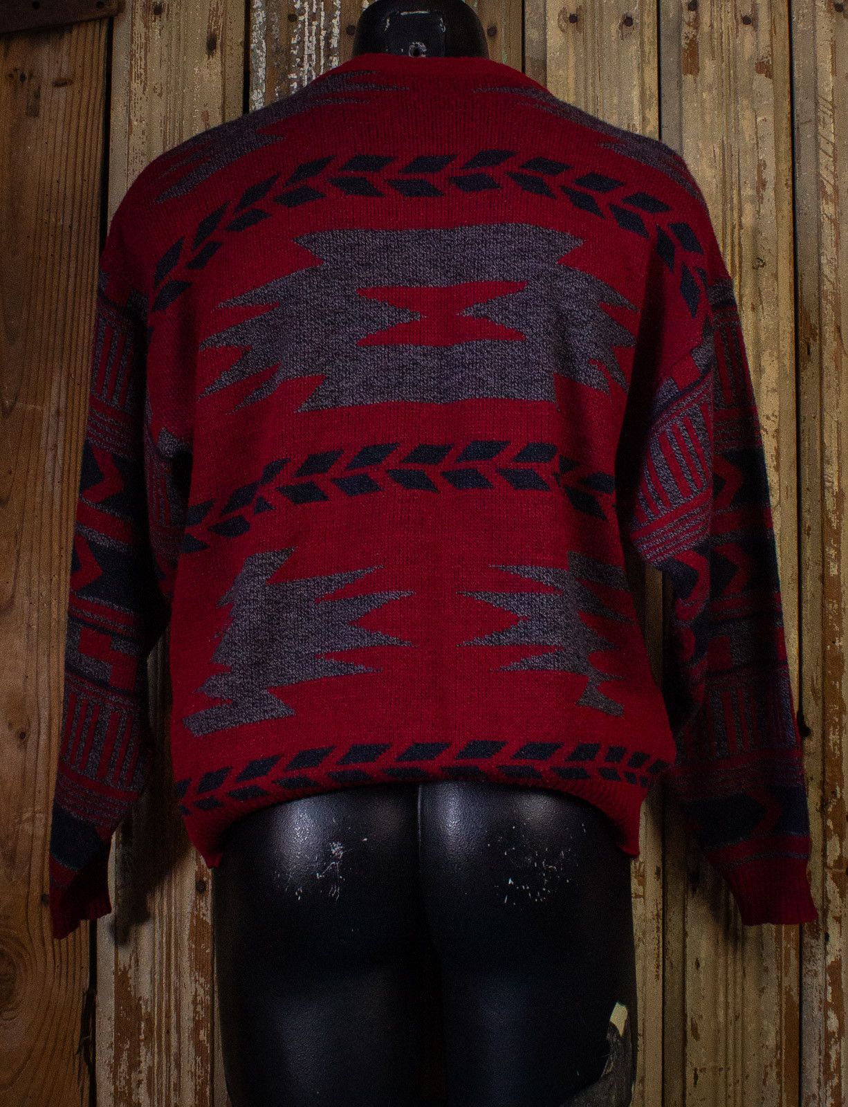Vintage Vintage Daniel Axel Aztec Print Knit Sweater 80s Red Large Size US L / EU 52-54 / 3 - 3 Thumbnail