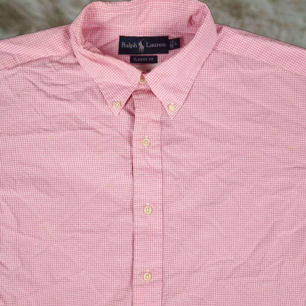 Ralph Lauren Ralph Lauren Casual Button-Up Shirt Mens Large Pink Check Short Sleeve Size US L / EU 52-54 / 3 - 1 Thumbnail