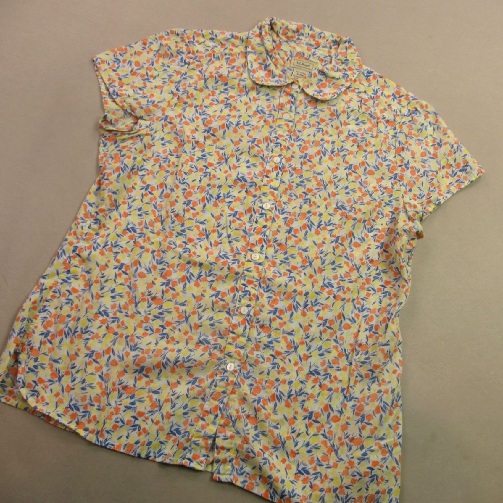 Vintage LL Bean Shirt Womens Medium Short Sleeve Lightweight Top Button Front Floral Size M / US 6-8 / IT 42-44 - 2 Thumbnail