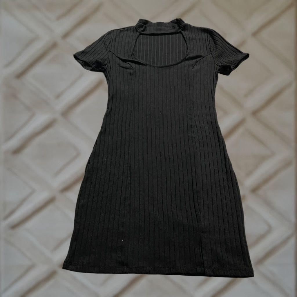 AQUA Aqua Bodycon Midi Dress Womens Small Black Knit Keyhole Neck Shirt? Size S / US 4 / IT 40 - 1 Thumbnail