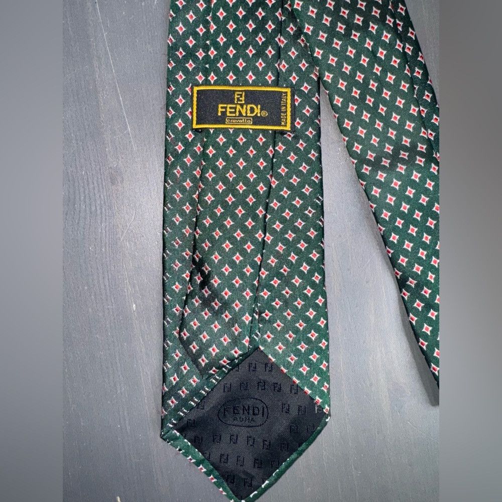 Fendi Fendi Green Geometric Silk Tie Size ONE SIZE - 4 Thumbnail