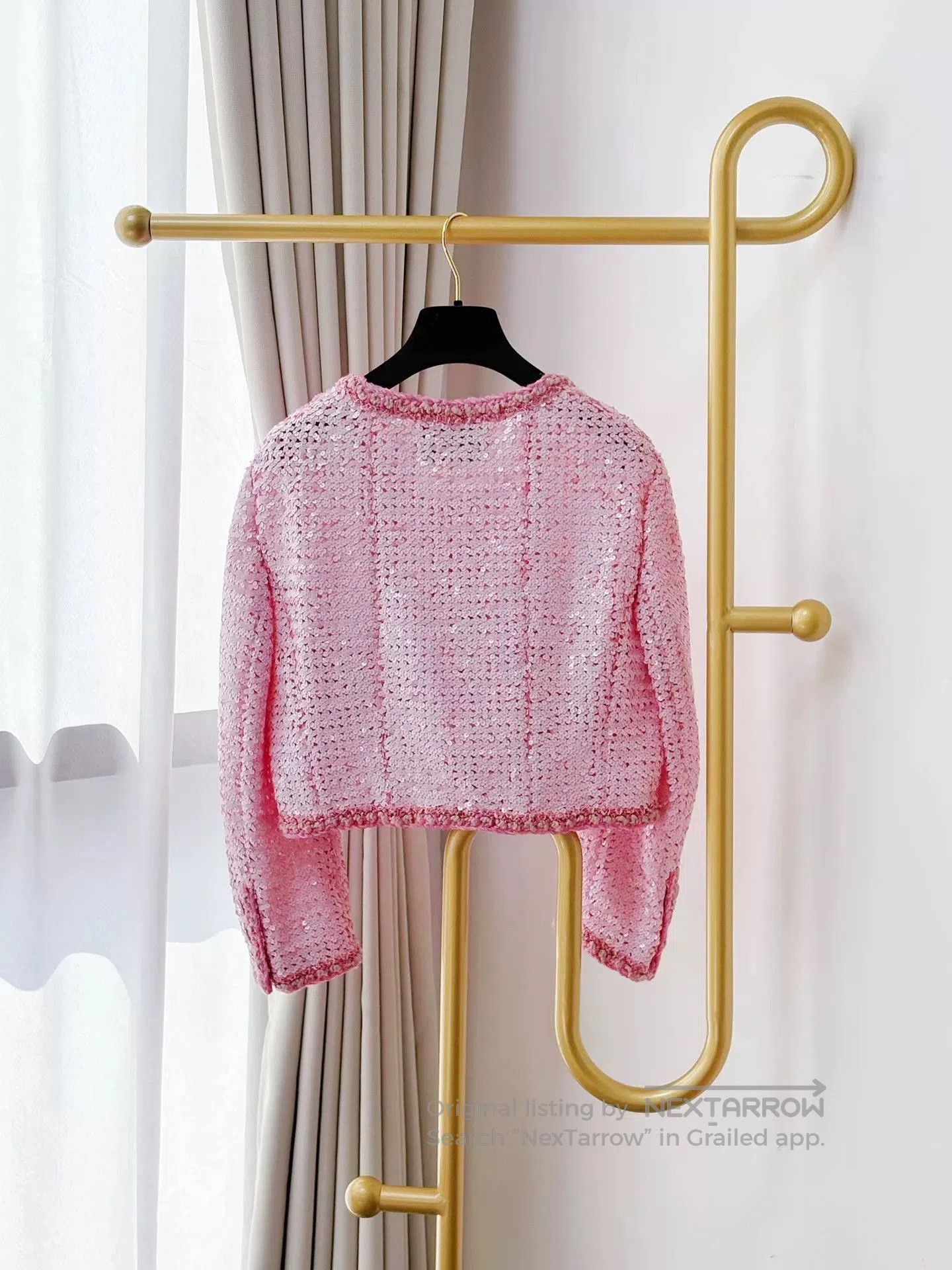 Chanel Chanel 23C Pink Sequin Knit Jacket. Size US L / EU 52-54 / 3 - 4 Thumbnail