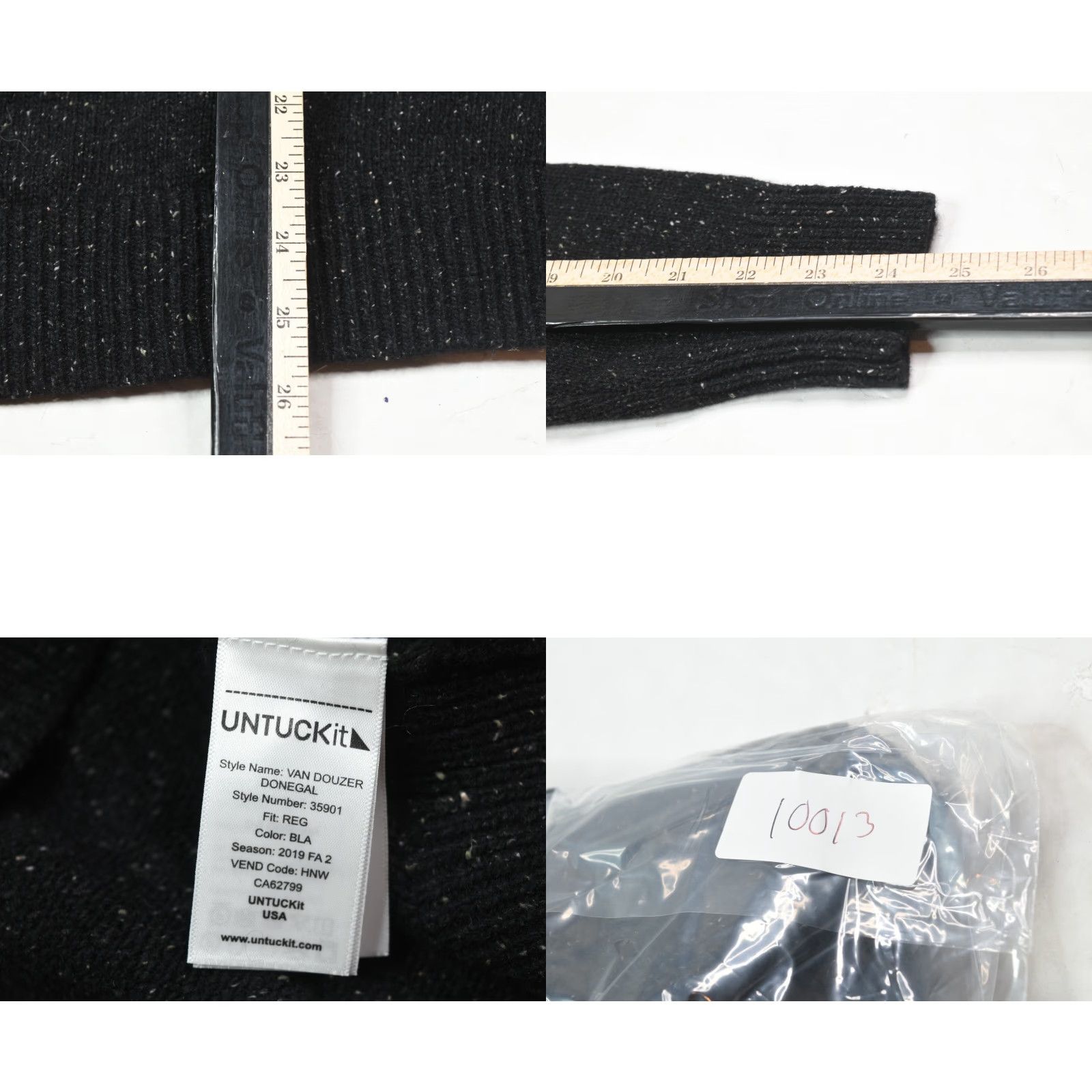 UNTUCKit UNTUCKit Van Douzer Donegal Sweater Mens Large Black Mock Neck Long Sleeve Wool Size US L / EU 52-54 / 3 - 8 Thumbnail