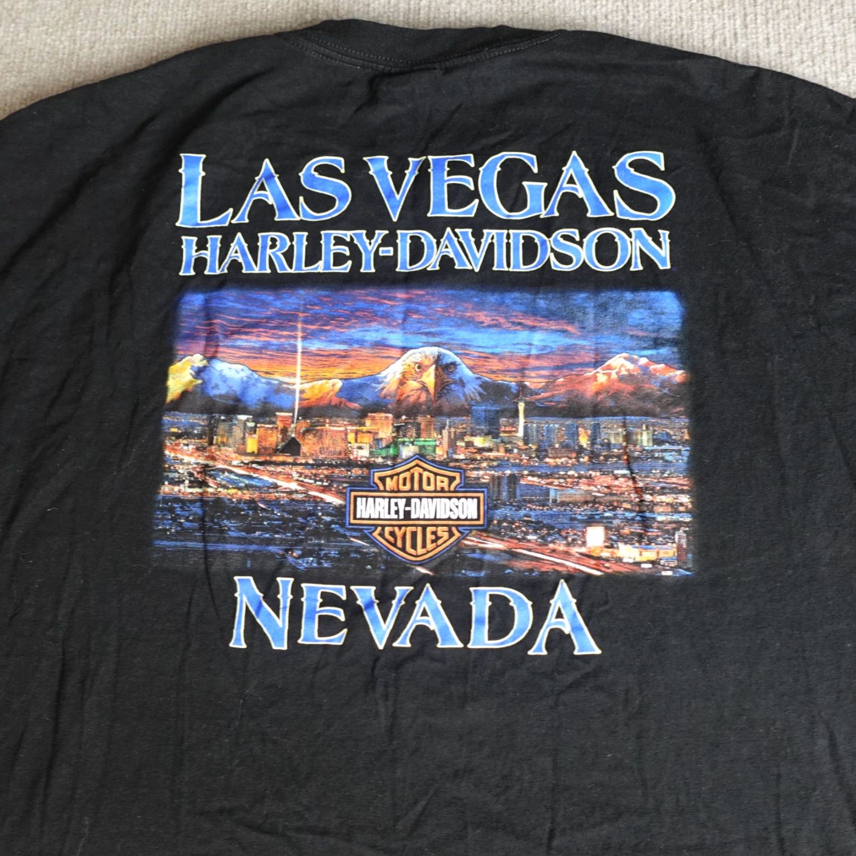Harley Davidson VINTAGE Harley-Davidson Shirt Big & Tall 2X Black Double-Sided Crew Neck Short Sleeve Mens Motorcycle Biker Las Vegas Nevada Size US XXL / EU 58 / 5 - 8 Thumbnail