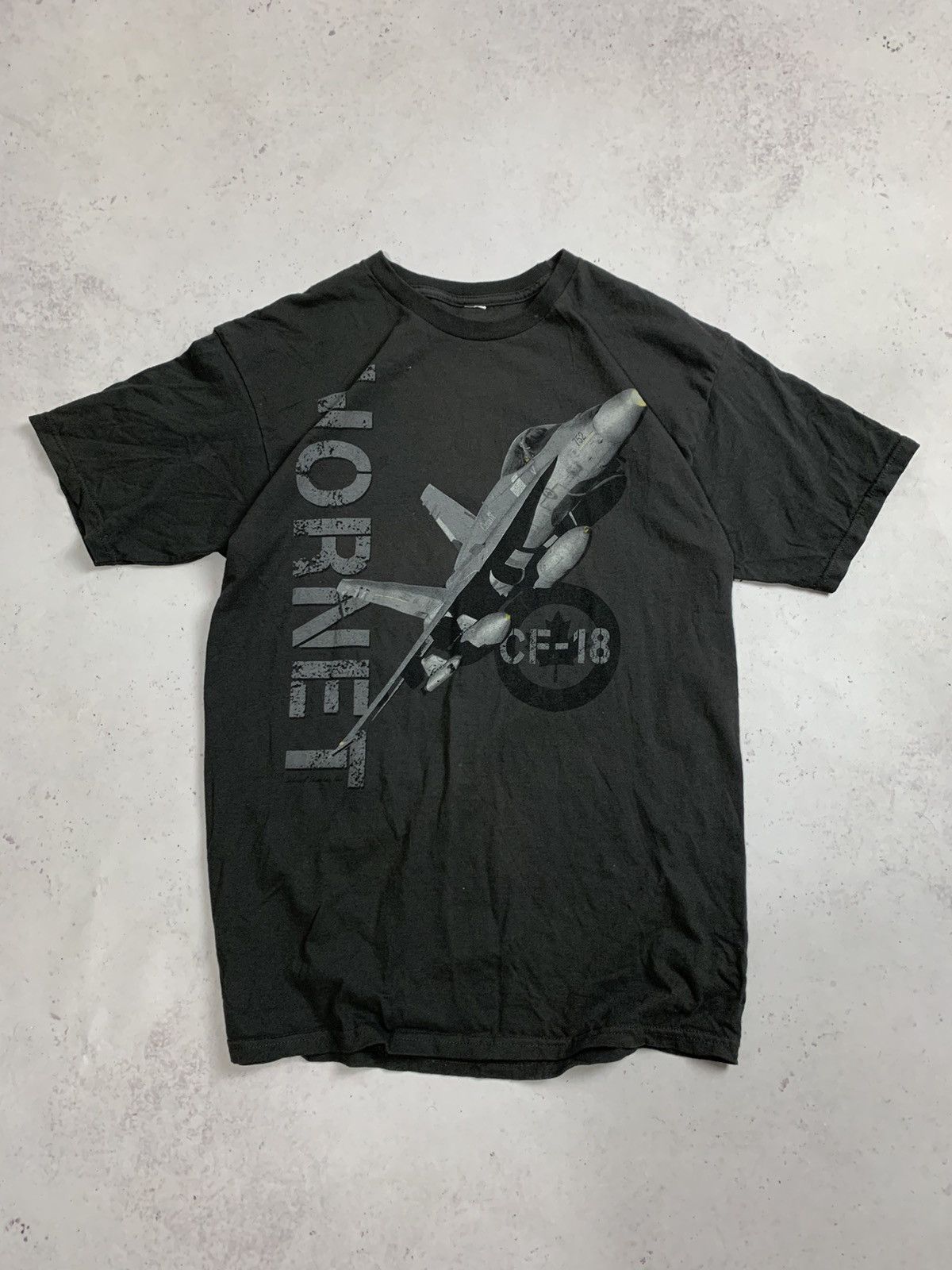 Vintage Hornet CF-18 USA MA-1 Plane Boxy T-shirt L Y2K