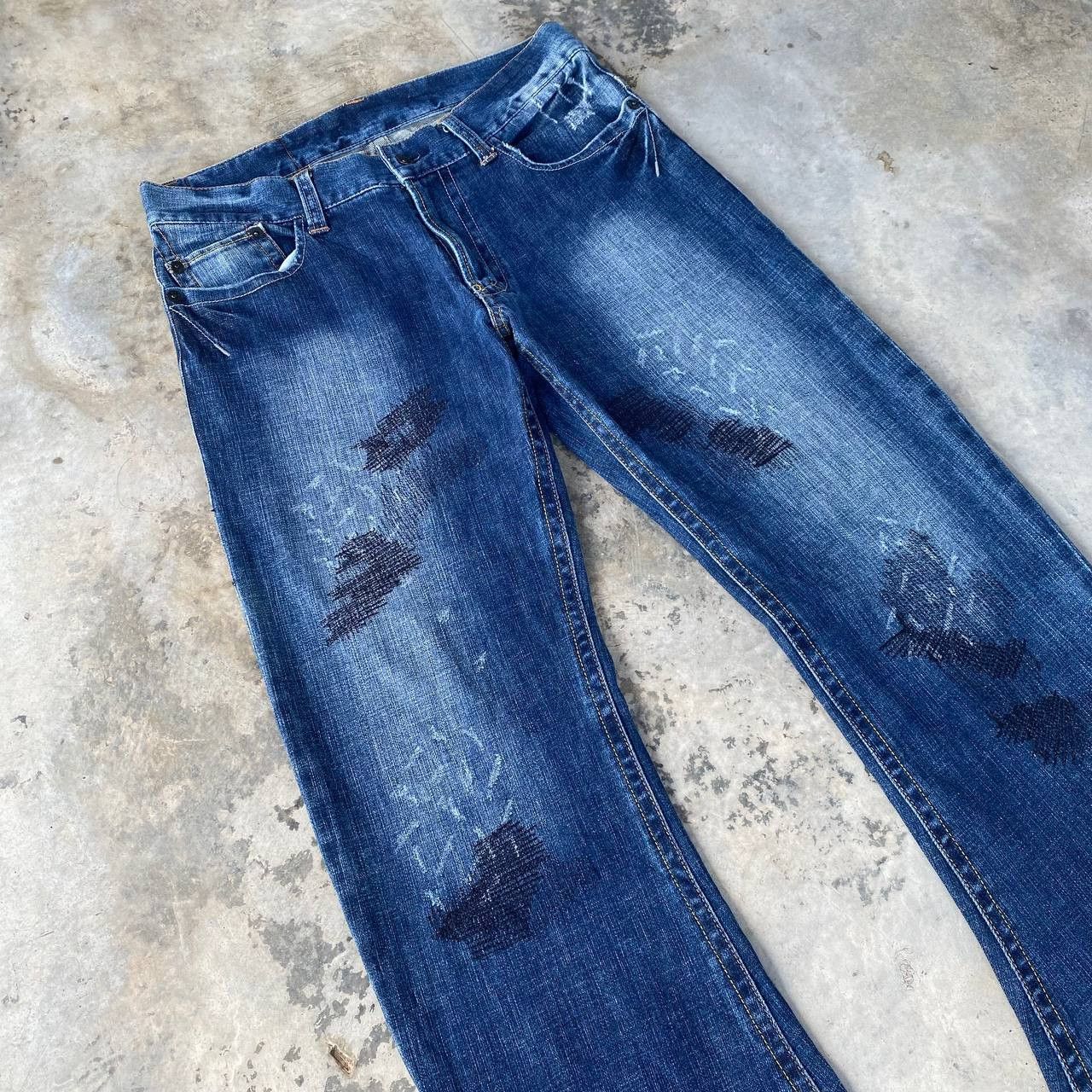 291295=Homme Archival 291295=HOMME Curved Leg "J-Cut Sashiko Repair Denim Size US 30 / EU 46 - 5 Thumbnail
