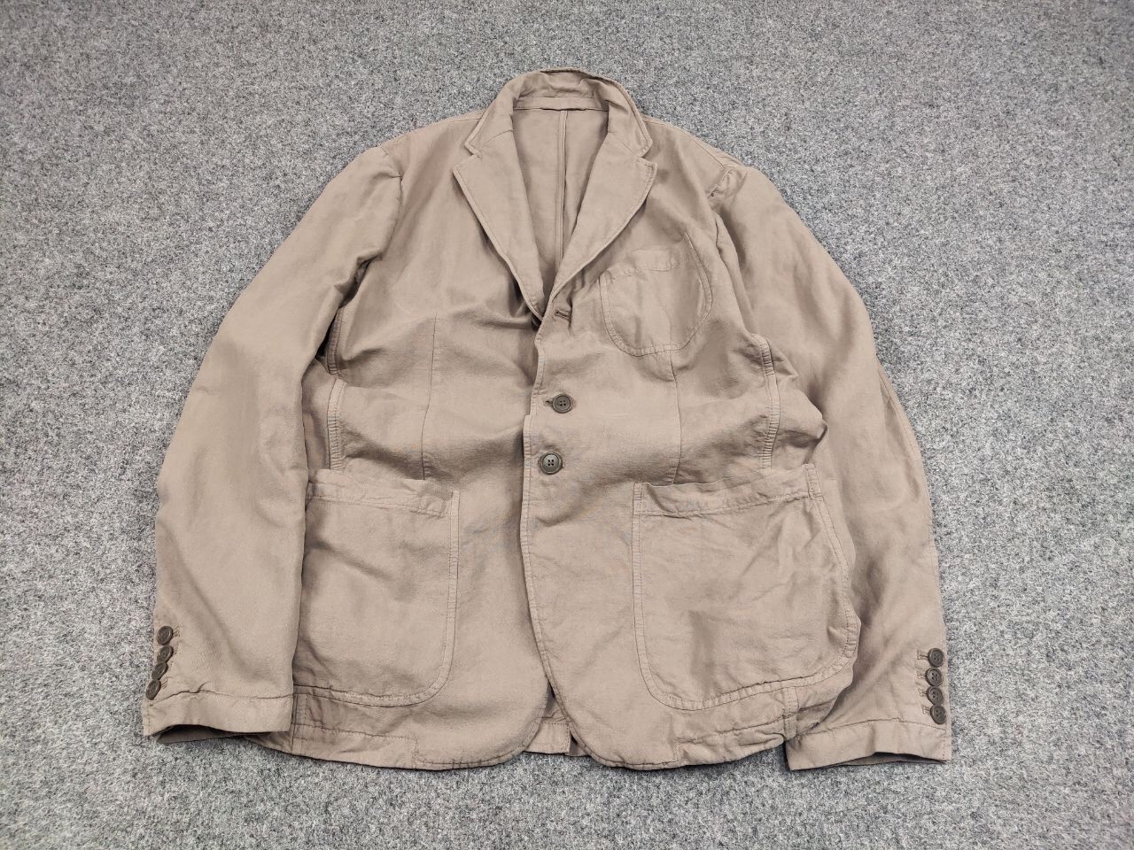 Faconnable Faconnable Cotton x Linen Beige Blazer Pocket Jacket Size US L / EU 52-54 / 3 - 2 Thumbnail