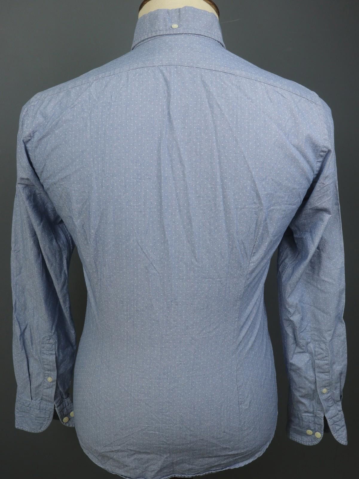 Eton Eton Blue Cotton Polka Dot Collared Dress Shirt Size 38 Size 38R - 7 Thumbnail