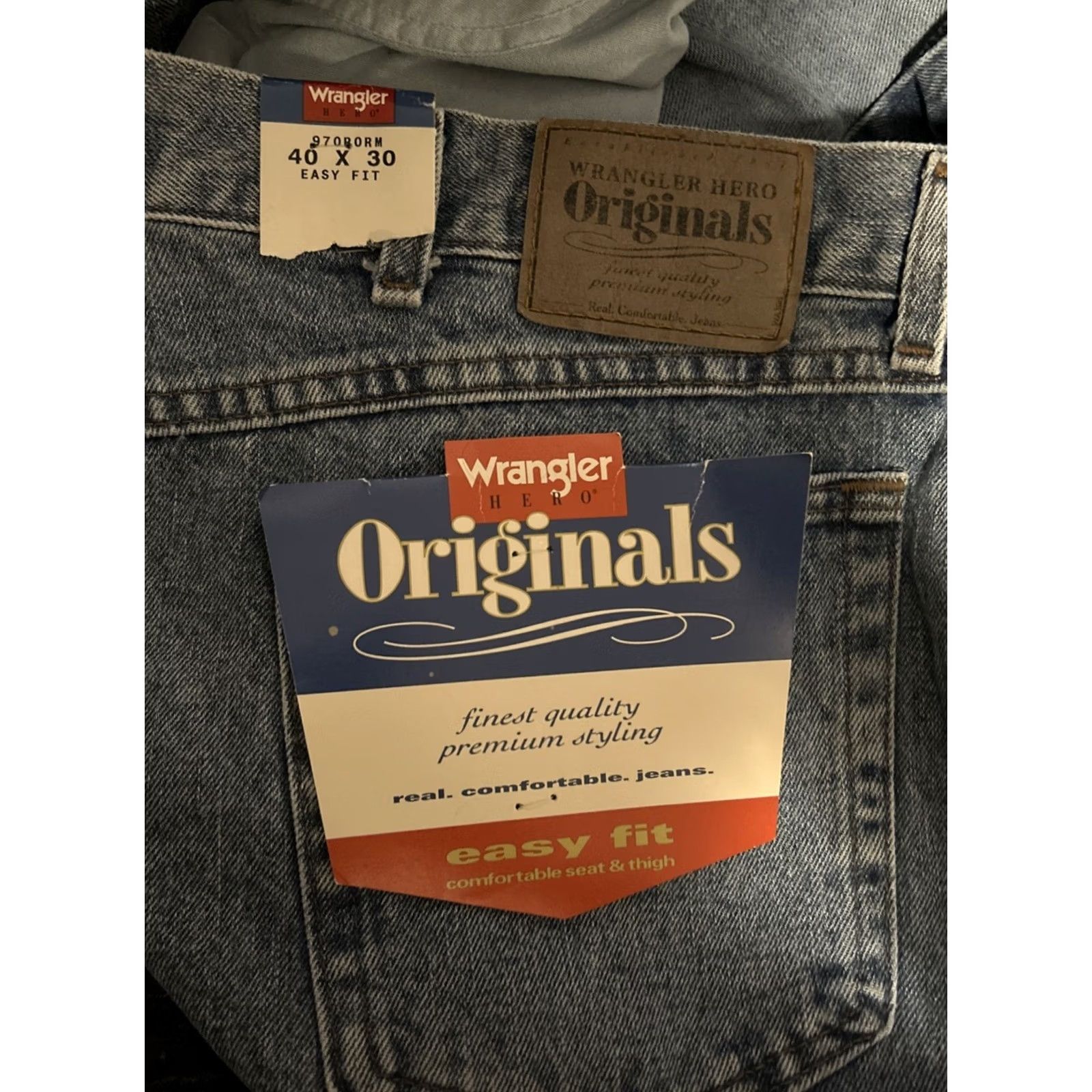 Wrangler NEW Wrangler Hero Originals Easy Fit Jeans - Size 40 X 30 NWT Regular Blue Denim 5-Pocket Mens Jeans Size US 40 / EU 56 - 5 Thumbnail