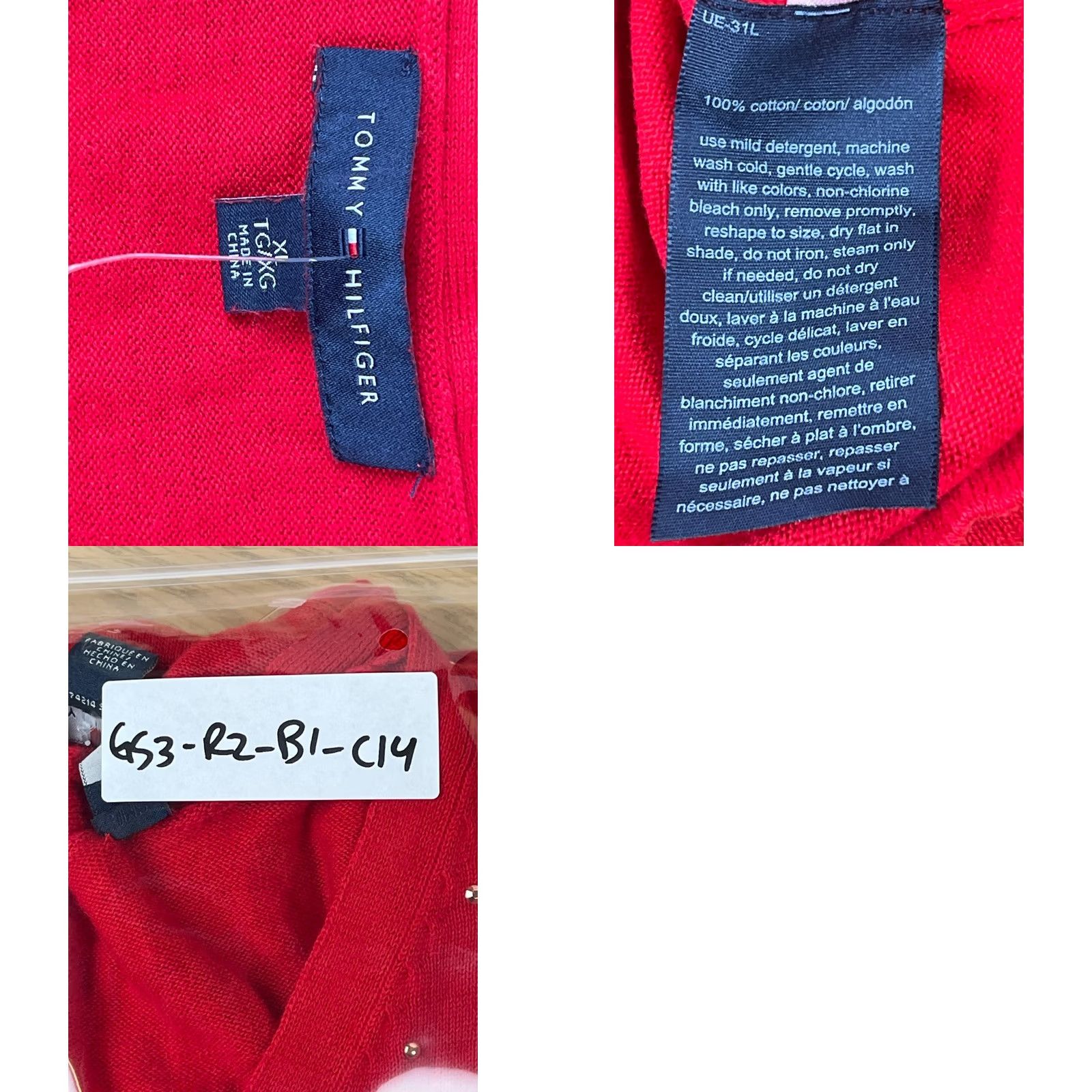 Tommy Hilfiger Tommy Hilfiger Sweater Womens XL Red V Neck Long Sleeve Studded Cotton Knit Size XL / US 12-14 / IT 48-50 - 8 Thumbnail