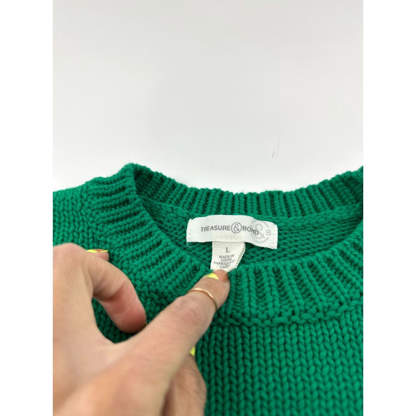 Treasure & Bond Treasure & Bond Sweater Womens Large Green Cable Knit Raglan Sleeve Crew Neck Pullover Casual Fall Winter Size L / US 10 / IT 46 - 3 Thumbnail
