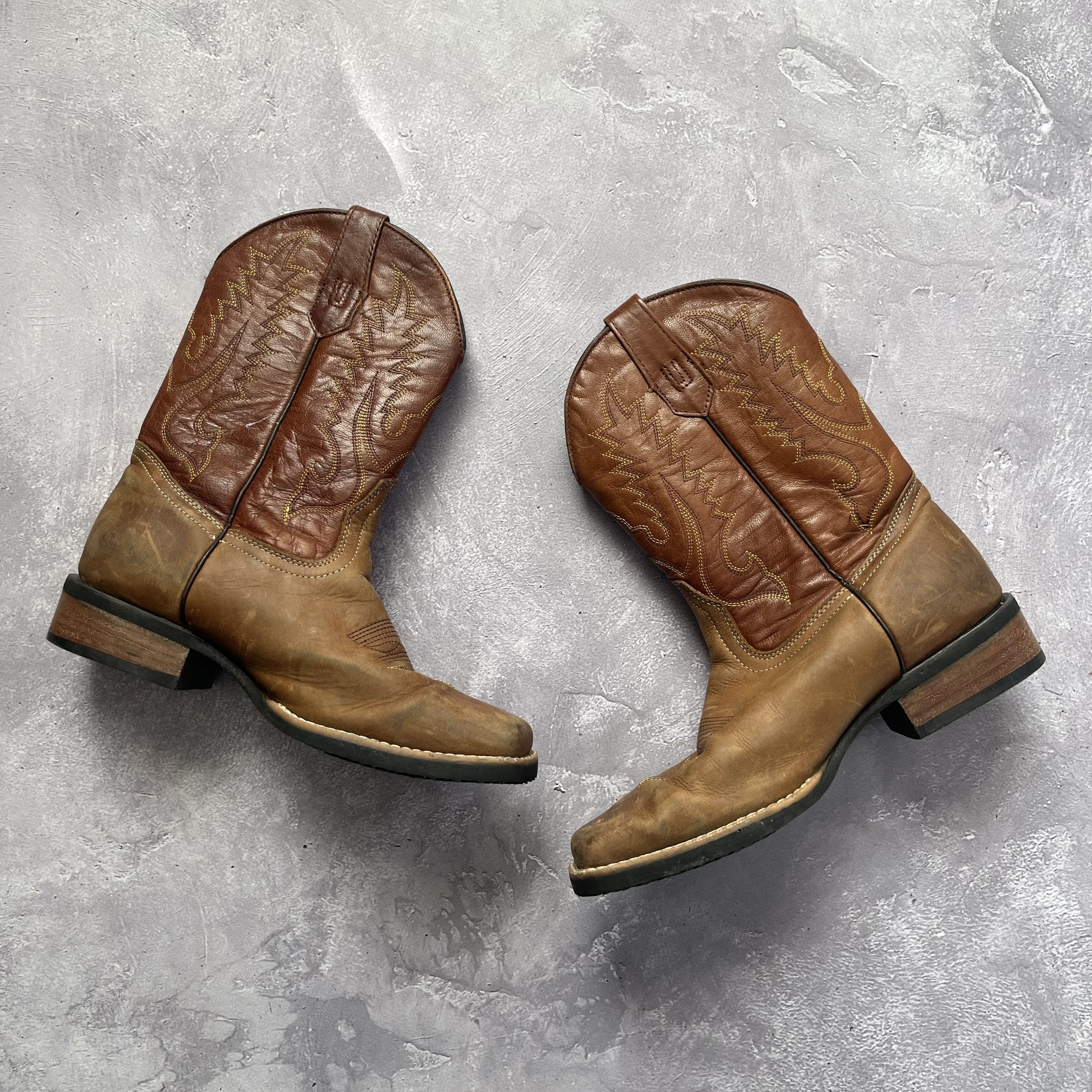 Vintage Caballo Dorado Western Cowboy Boots Brown Leather 23.5 Size US 6.5 / IT 36.5 - 2 Thumbnail