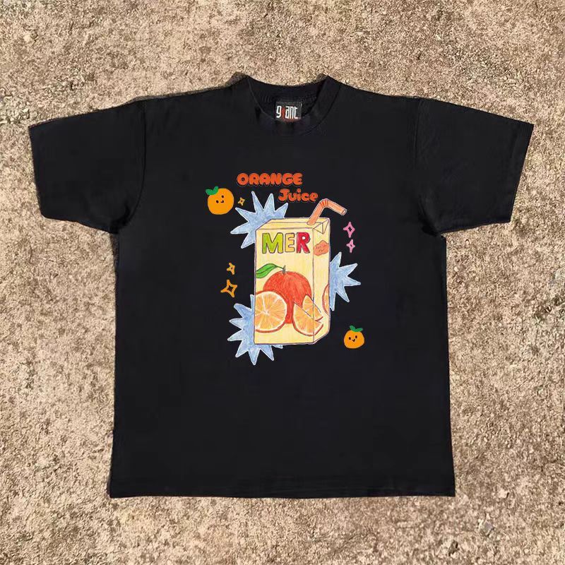 Japanese Brand Orange juice pattern street washed vintage t-shirt Size US M / EU 48-50 / 2 - 1 Thumbnail