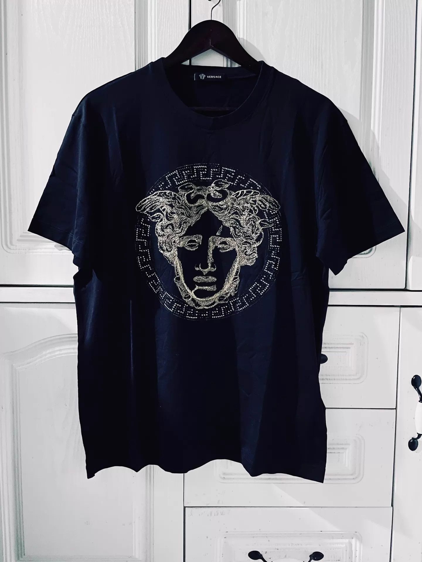 Versace Versace Medusa Gold Thread Rhinestone Mint SS T - Shirt 2XL Size US XXL / EU 58 / 5 - 1 Thumbnail