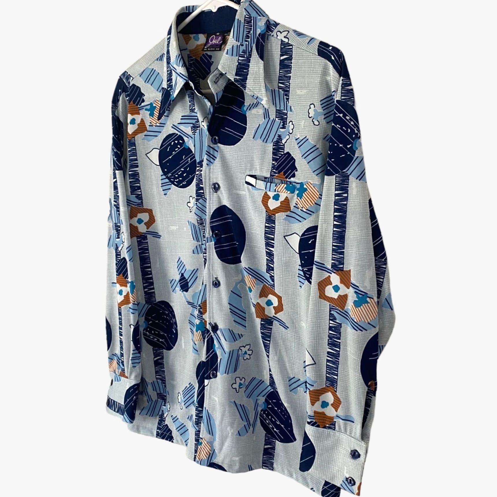 Vintage VINTAGE Joel California Abstract Retro Disco Button-Up Shirt Blue Mens M Size US M / EU 48-50 / 2 - 2 Thumbnail