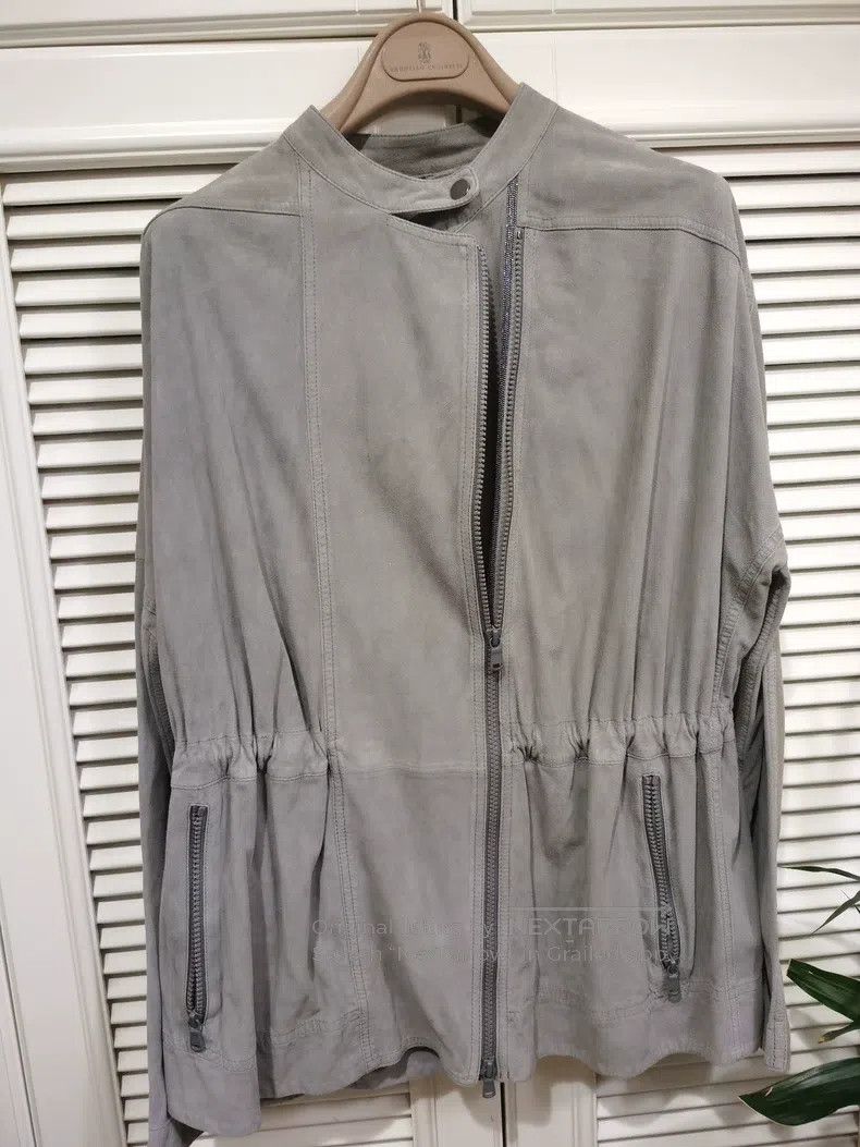 Brunello Cucinelli Brunello Cucinelli Suede Jacket with Small Stand Collar, G Size S / US 4 / IT 40 - 1 Thumbnail