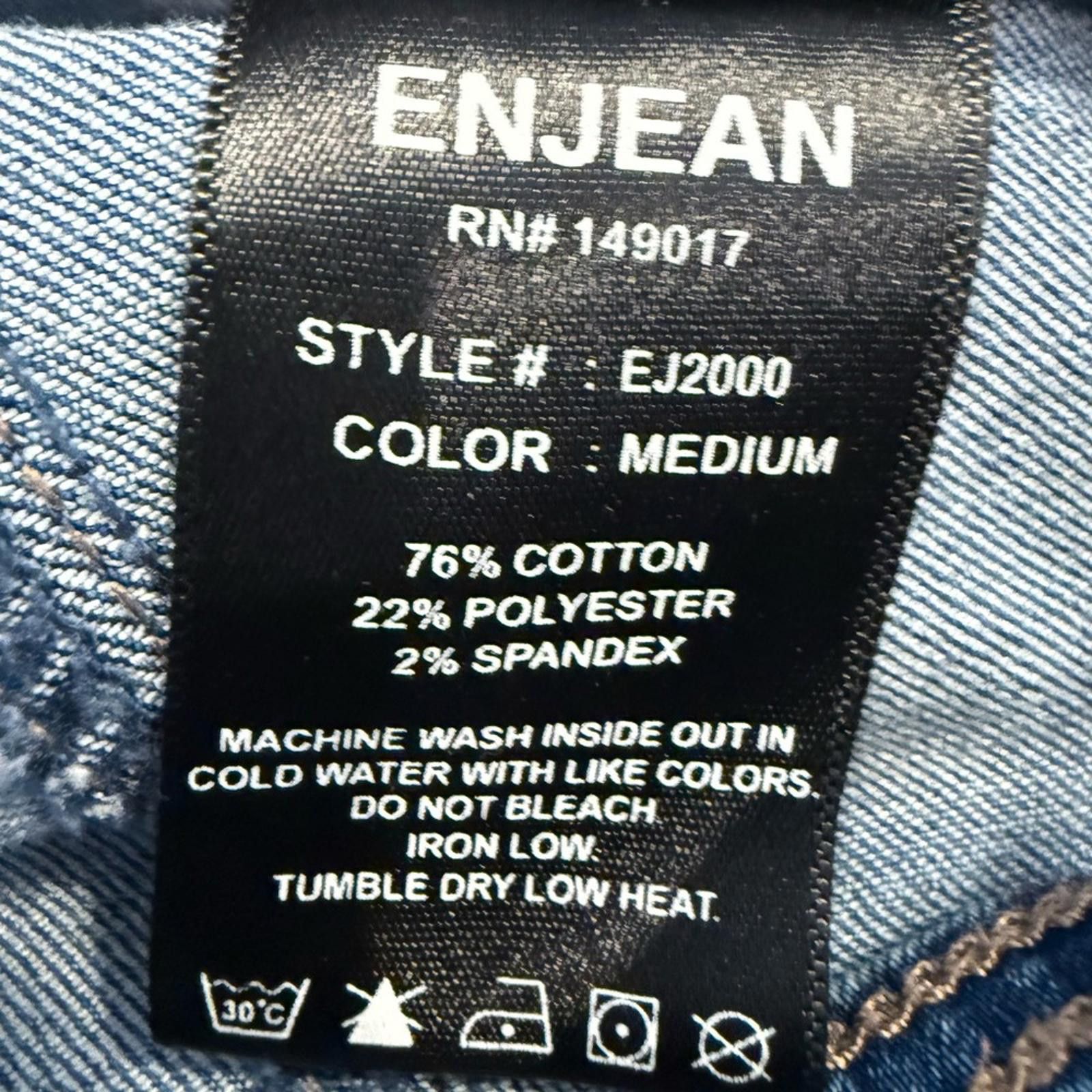 Other ENJEAN denim jeans jacket distressed medium wash stretch SM Size S / US 4 / IT 40 - 6 Thumbnail