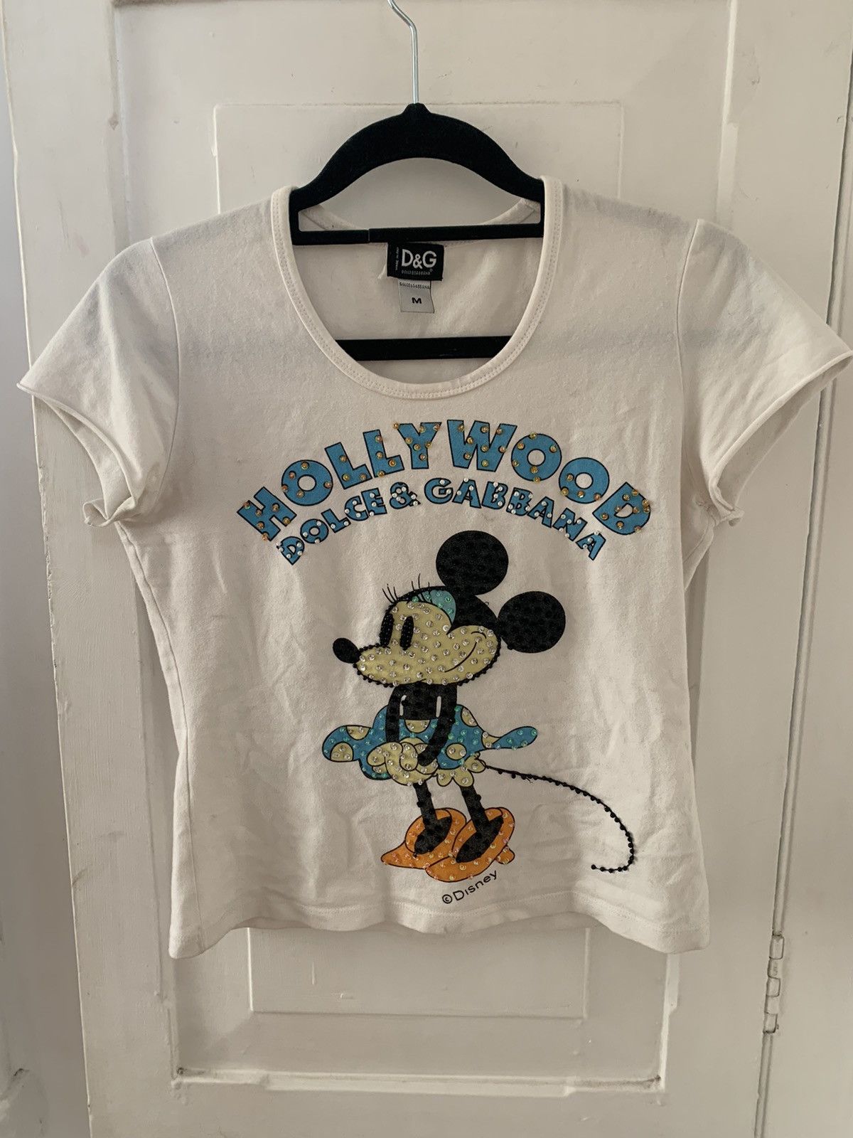 image of Dolce Gabbana Vintage Dolce & Gabbana Hollywood Baby Tee in White, Women's (Size Medium)