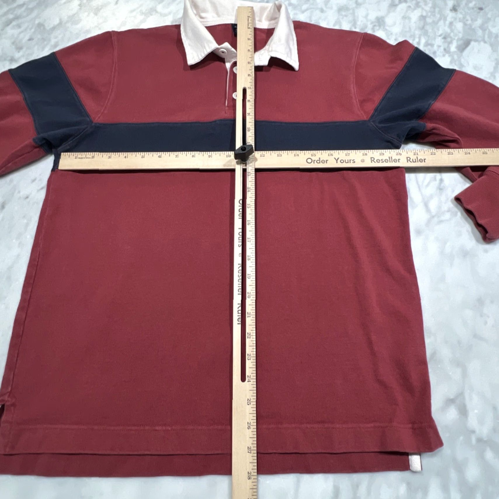Gap VINTAGE GAP Rugby Shirt Men M Burgundy Navy Stripe Y2K Collar Cotton Size US M / EU 48-50 / 2 - 4 Thumbnail