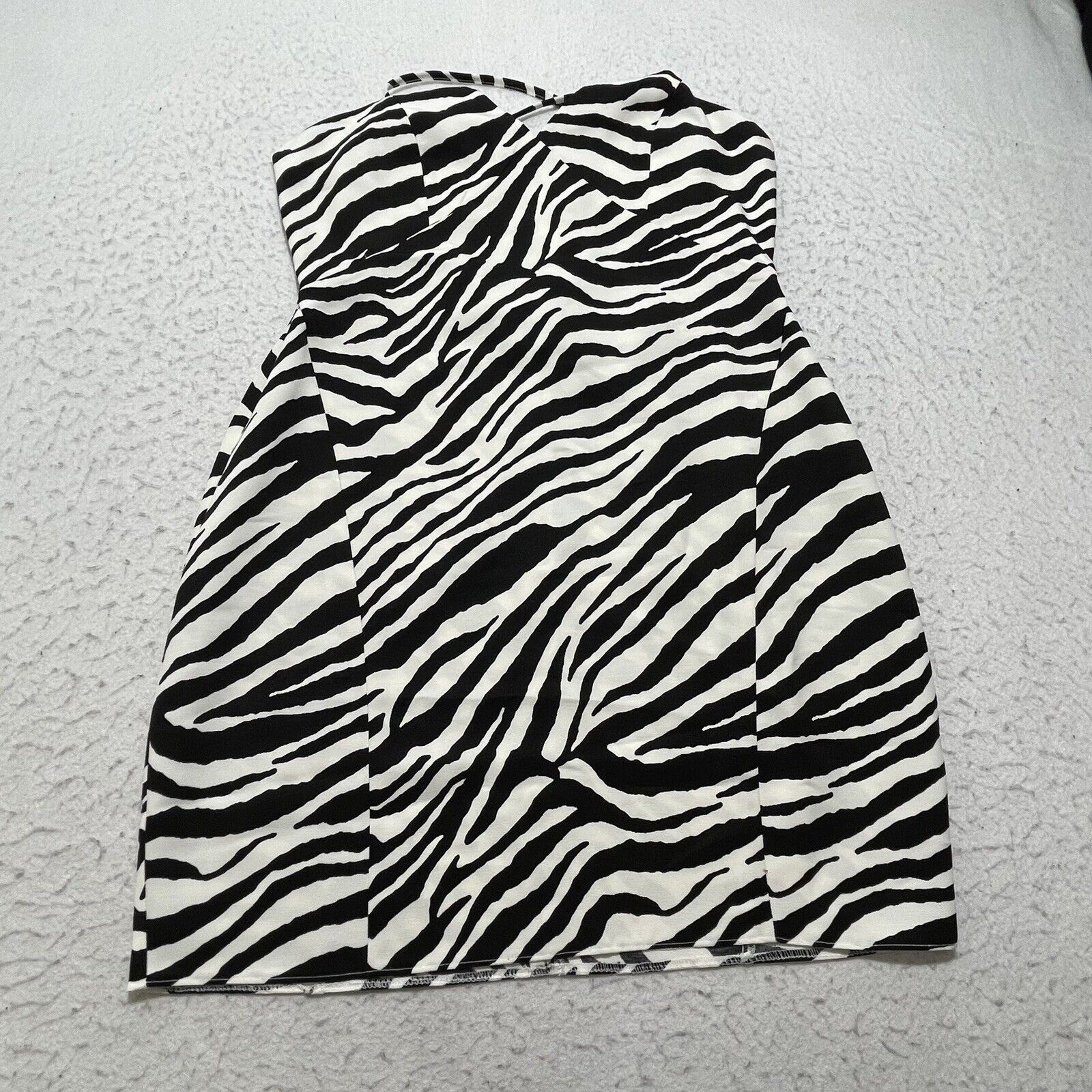 Asos ASOS Black White Zebra Structured Mini Dress Square Neck Size M / US 6-8 / IT 42-44 - 1 Thumbnail
