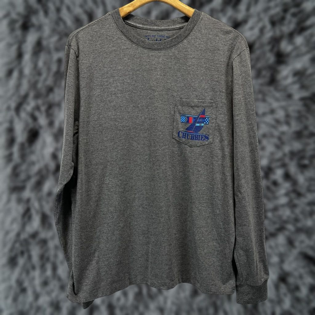 Chubbies Chubbies Long Sleeve Tshirt Mens L Grey Single Pocket Sailing Nautical Graphic Print T-Shirt Crew Neck Cotton Blend Beach Outdoor Men Size US L / EU 52-54 / 3 - 1 Thumbnail