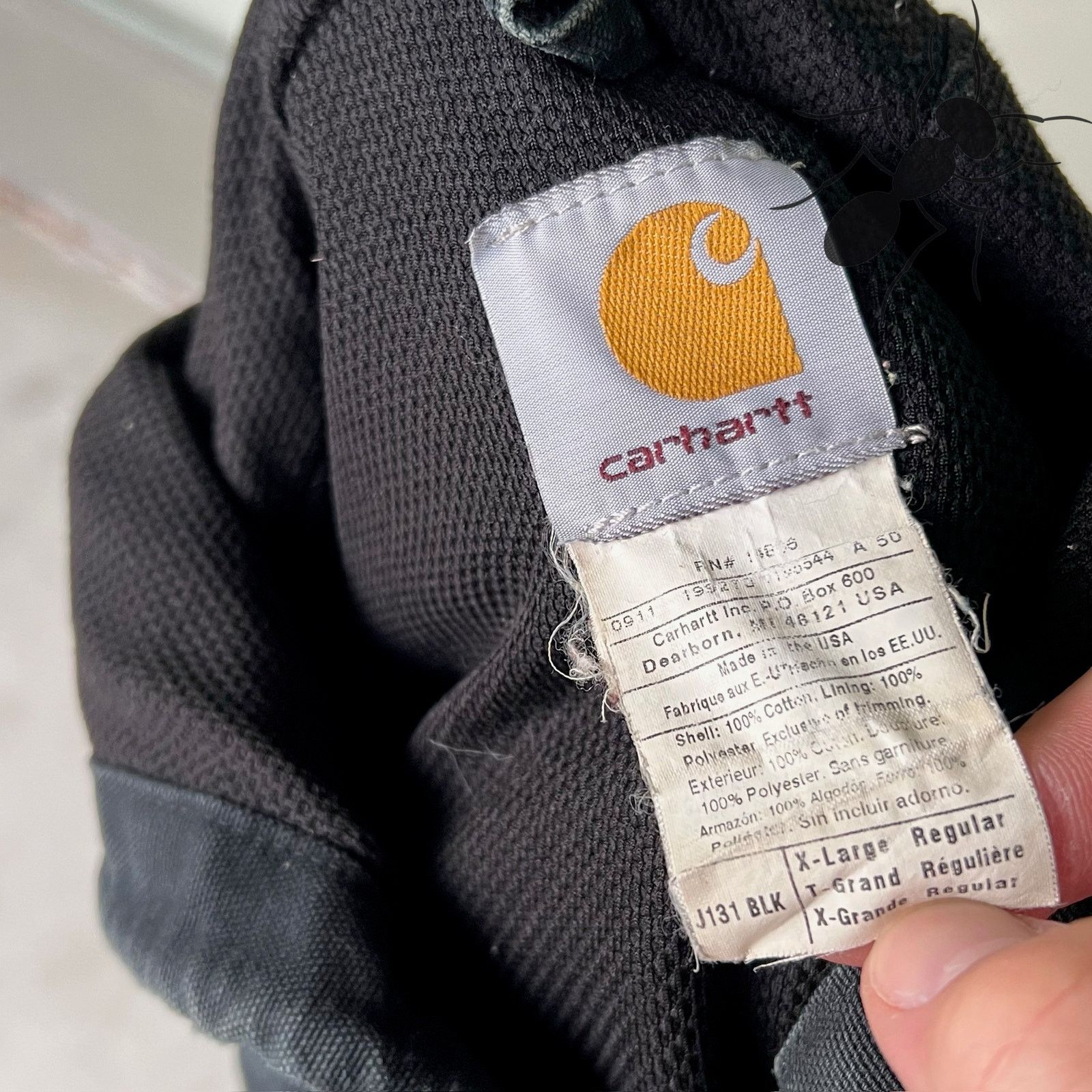 Carhartt × Vintage Carhartt J131 BLK faded black hooded work wear jacket Size US XL / EU 56 / 4 - 7 Thumbnail