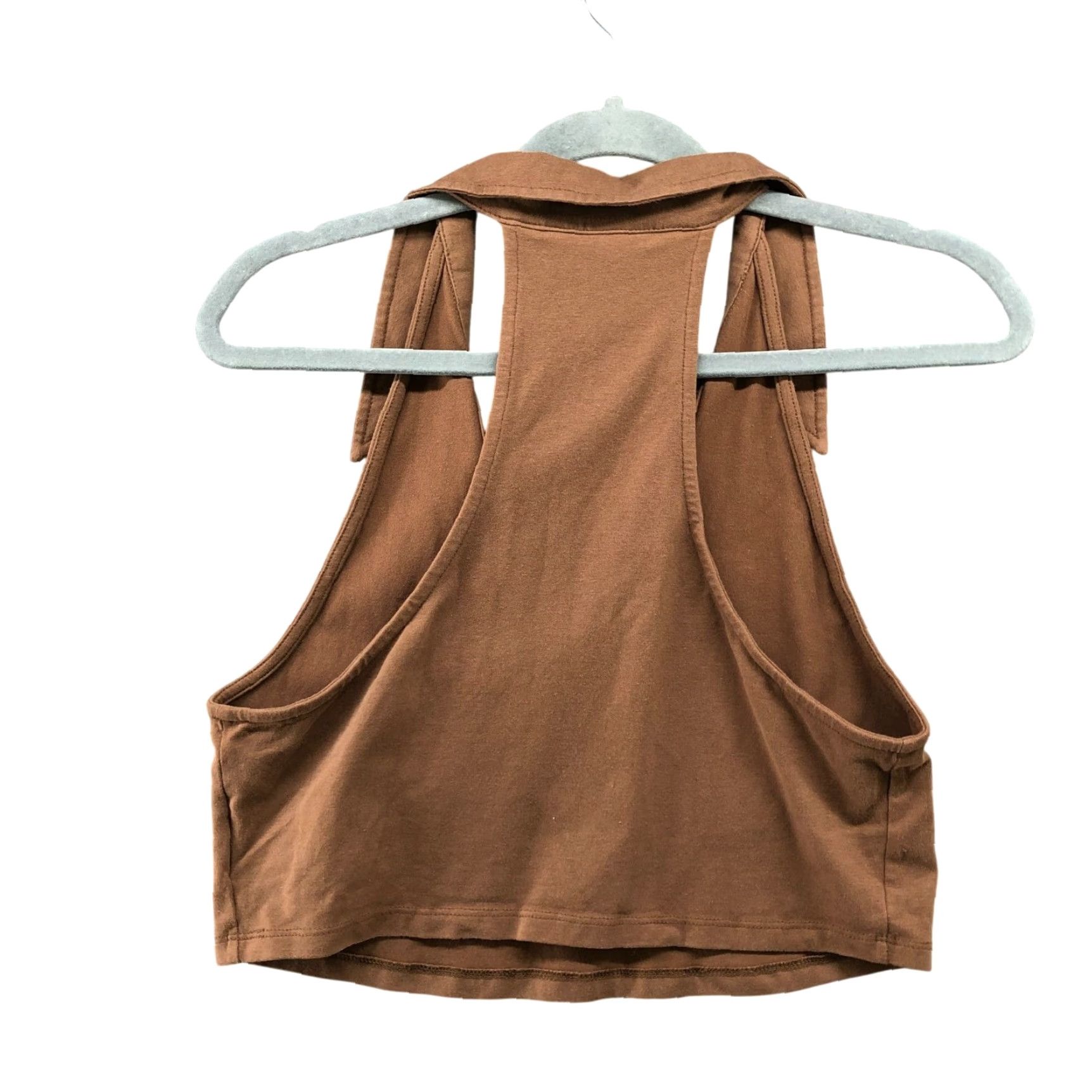 Superdry Superdry Cropped Tank Top Womens Size 10 Brown V-Neck Sleeveless Shirt Casual Crewneck Knit Cotton Blend Modern Cropped 10 Womens Brown V-Neck Tank Size L / US 10 / IT 46 - 2 Thumbnail