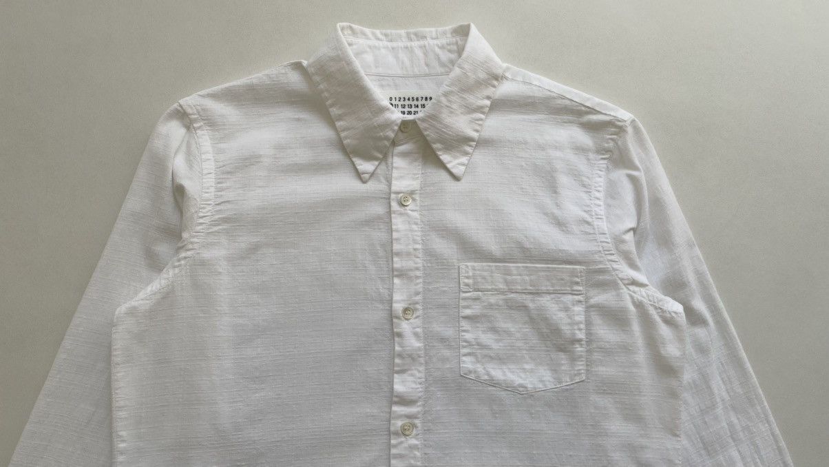 Maison Margiela S/S 03 White Grid Boucle Cotton Shirt Size US M / EU 48-50 / 2 - 2 Thumbnail