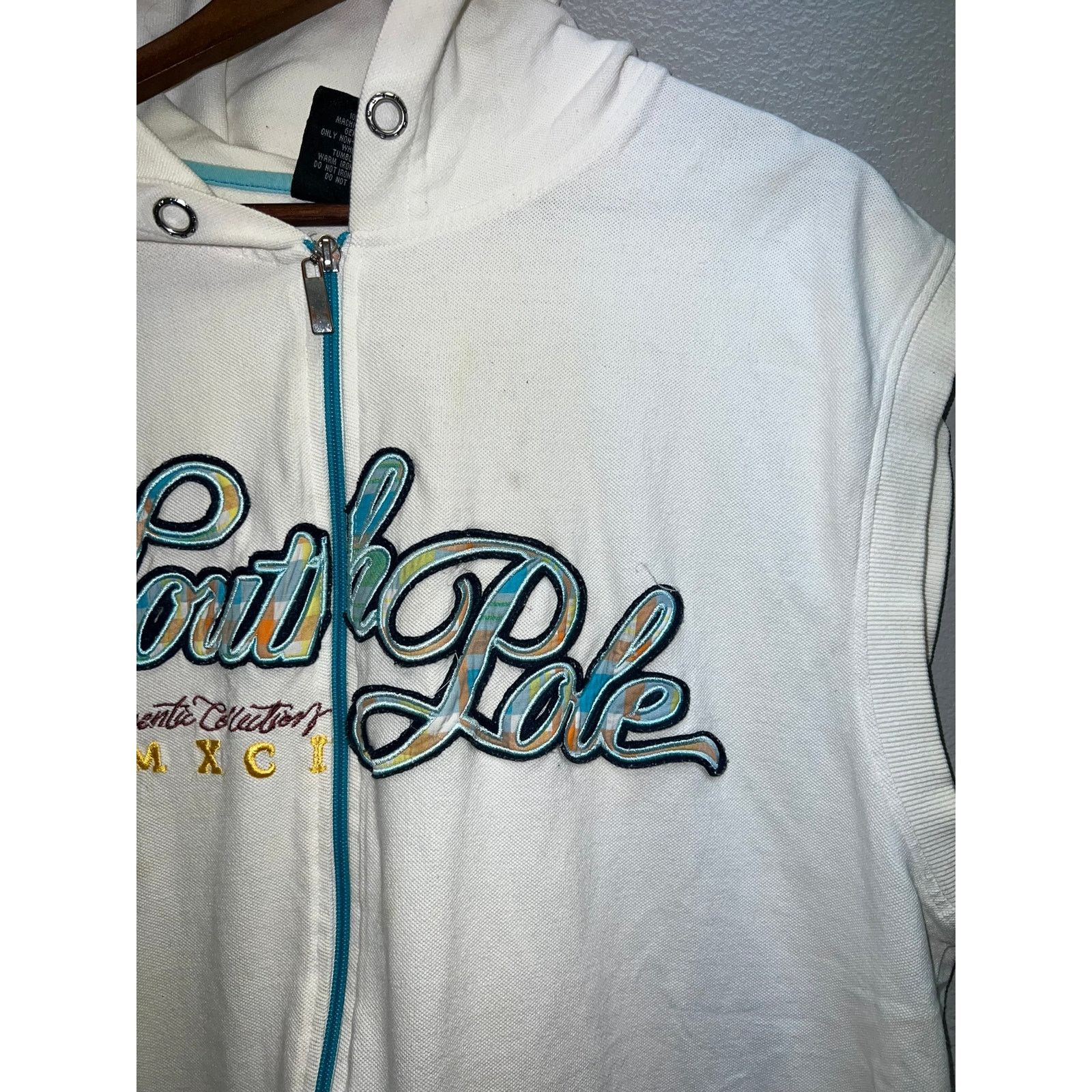 Vintage Y2K Southpole Sleeveless Hoodie Workout Full Zip White XL Size US XL / EU 56 / 4 - 3 Thumbnail