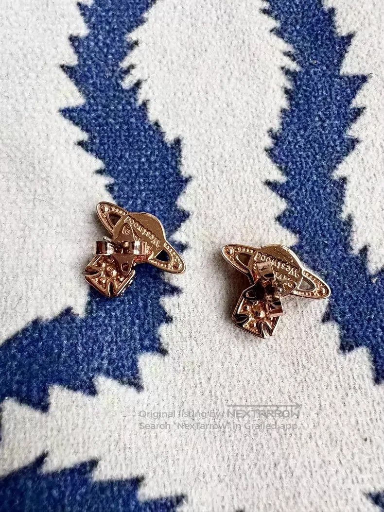 Vivienne Westwood Vivienne Westwood Rose Gold Saturn Stud Earrings Size ONE SIZE - 6 Thumbnail
