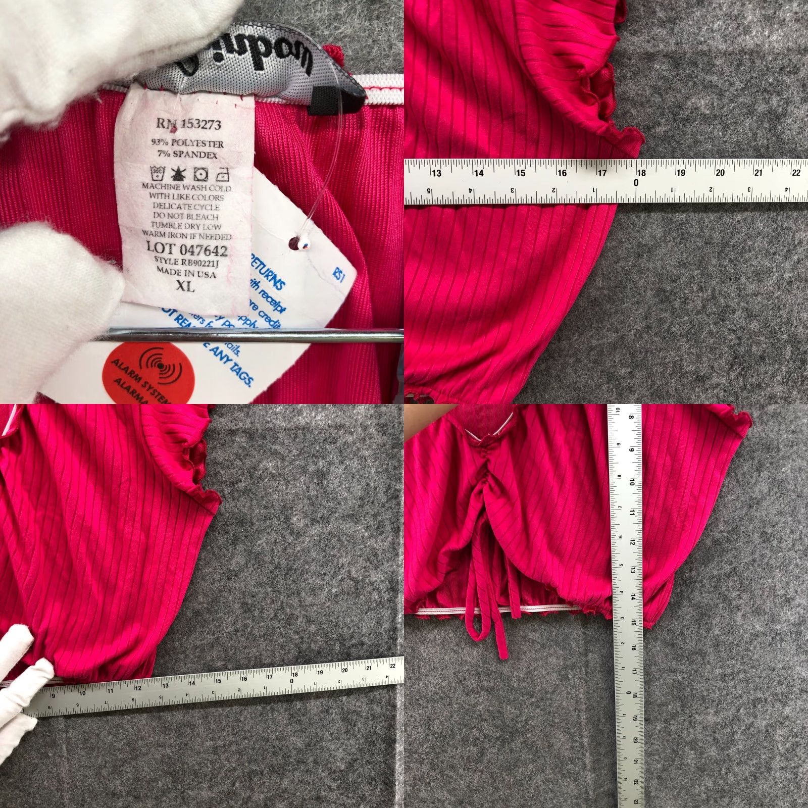 Rainbow NWT Rainbow Pink Ribbed Ruffle Drawstring Gathered Front Crop Top V-neck Tee XL Size XL / US 12-14 / IT 48-50 - 8 Thumbnail
