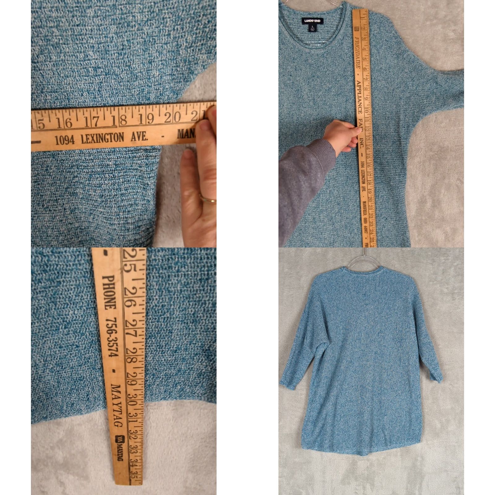 Lands' End Lands' End Sweater Teal Blue Women Size L Dolman Sleeve Knit Pullover Linen Blend Roll Neck Casual Beachy Summer Size L / US 10 / IT 46 - 8 Thumbnail