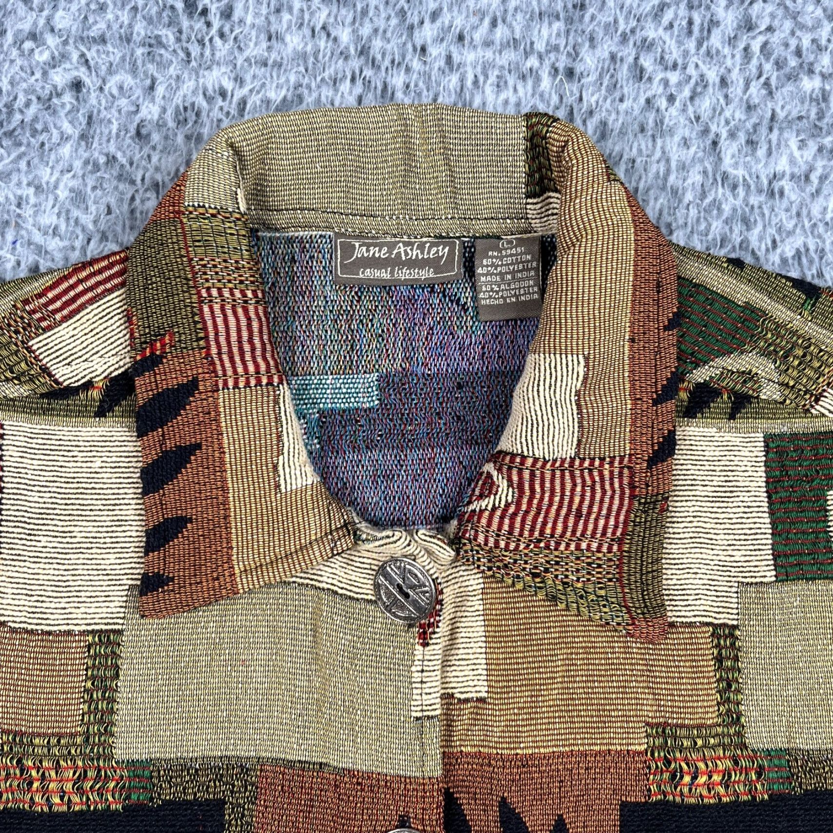 Vintage VINTAGE Jane Ashley Tapestry Jacket Womens Large Fall Autumn Patchwork Metal Button Size L / US 10 / IT 46 - 3 Thumbnail
