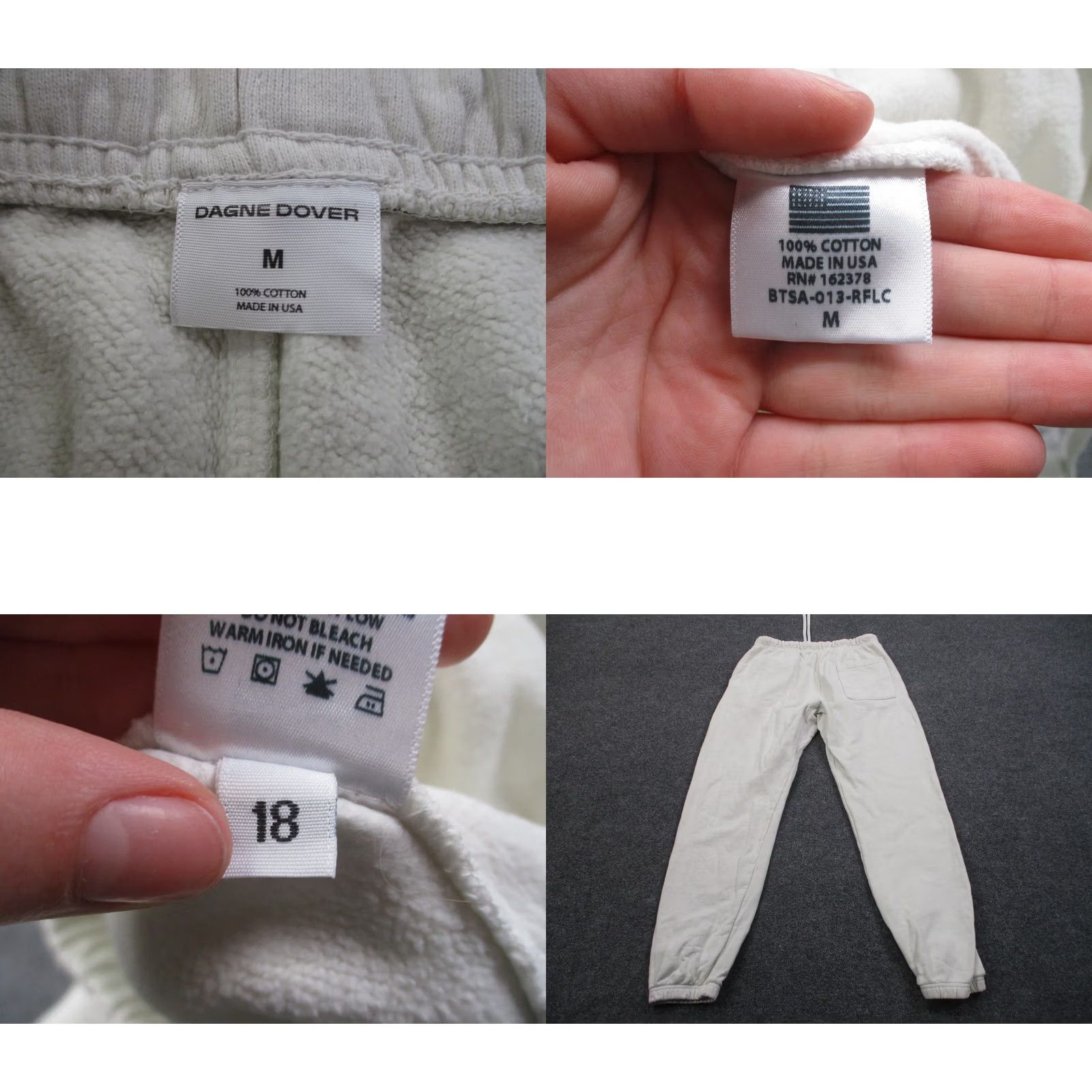 Dagne Dover Dagne Dover Jogger Pants Women M White Cotton, Linen, Modal Knit Comfortable Elastic Waist Pockets Casual Fall USA Made Size 28" / US 6 / IT 42 - 8 Thumbnail