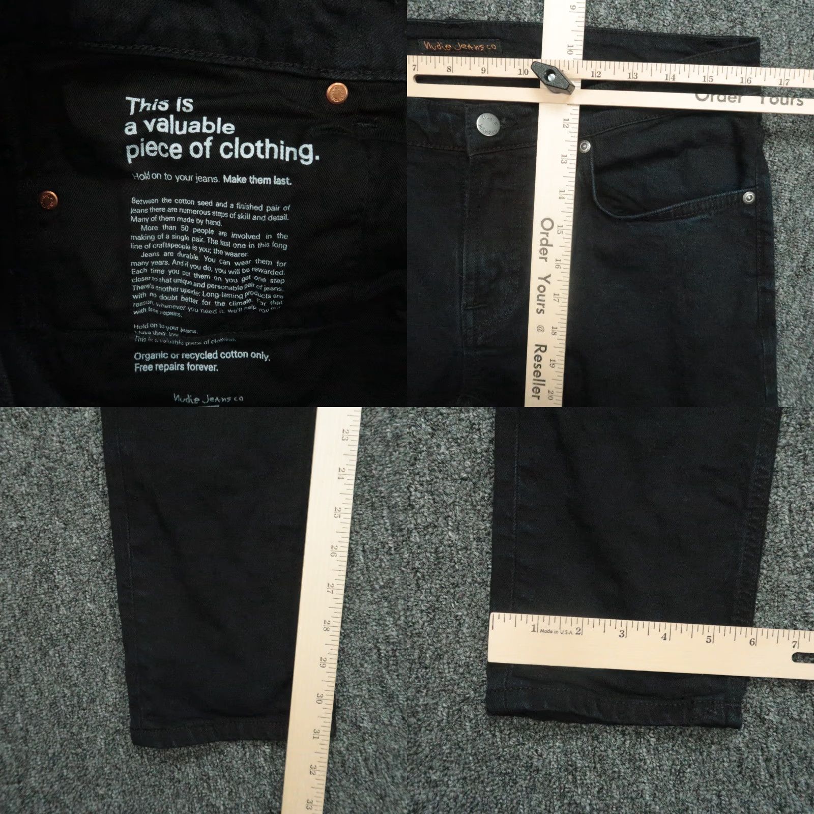 Nudie Jeans Nudie Jeans Mens 33x32 Black Skinny 5 Pocket Stretch Denim Slim Belt Loops Jeans Color Black Men 33 Regular Inseam 32 Size US 33 - 8 Thumbnail