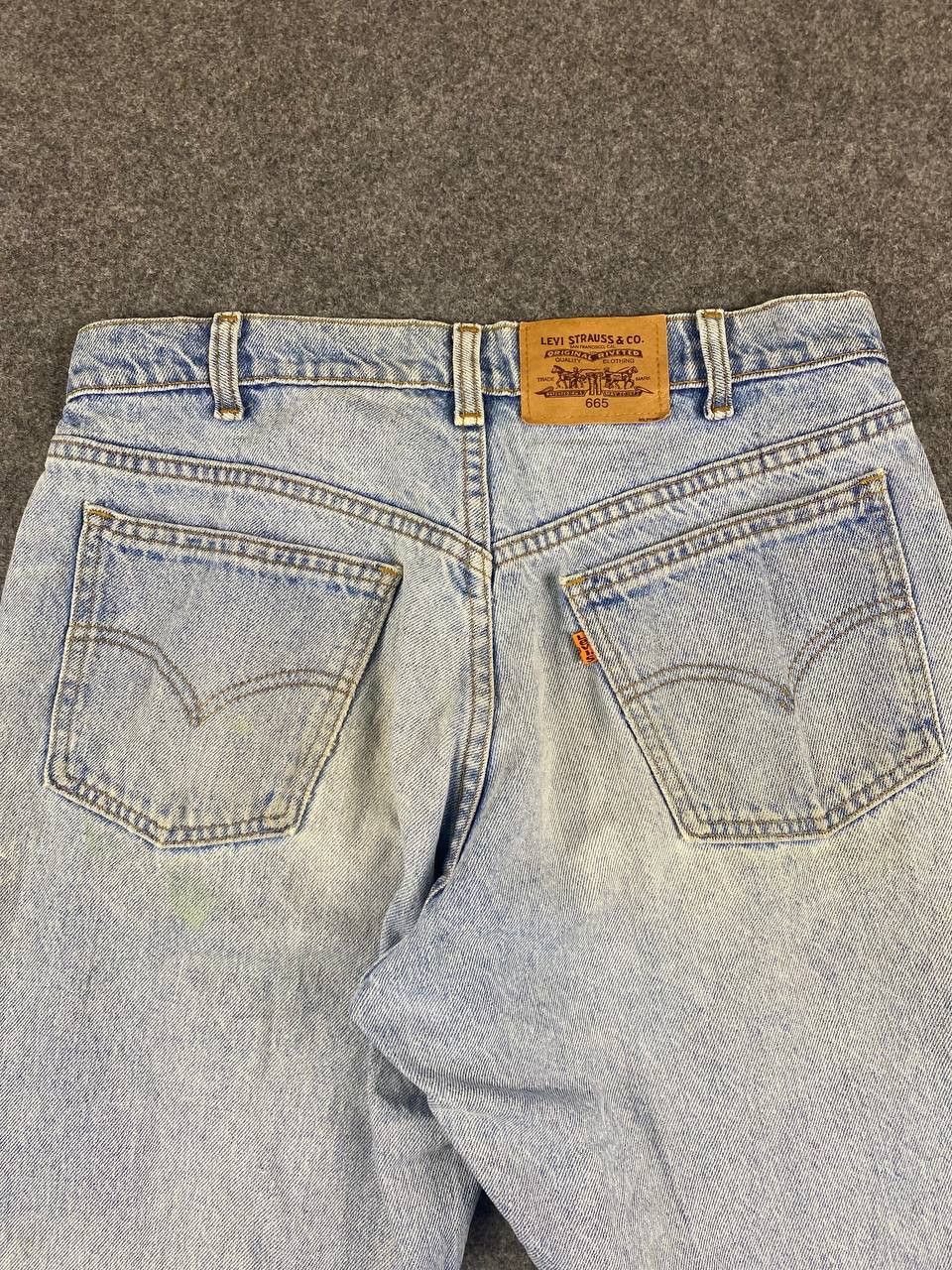Levi's vintage levis 665 orange tab paint splatter denim Size US 33 - 3 Thumbnail