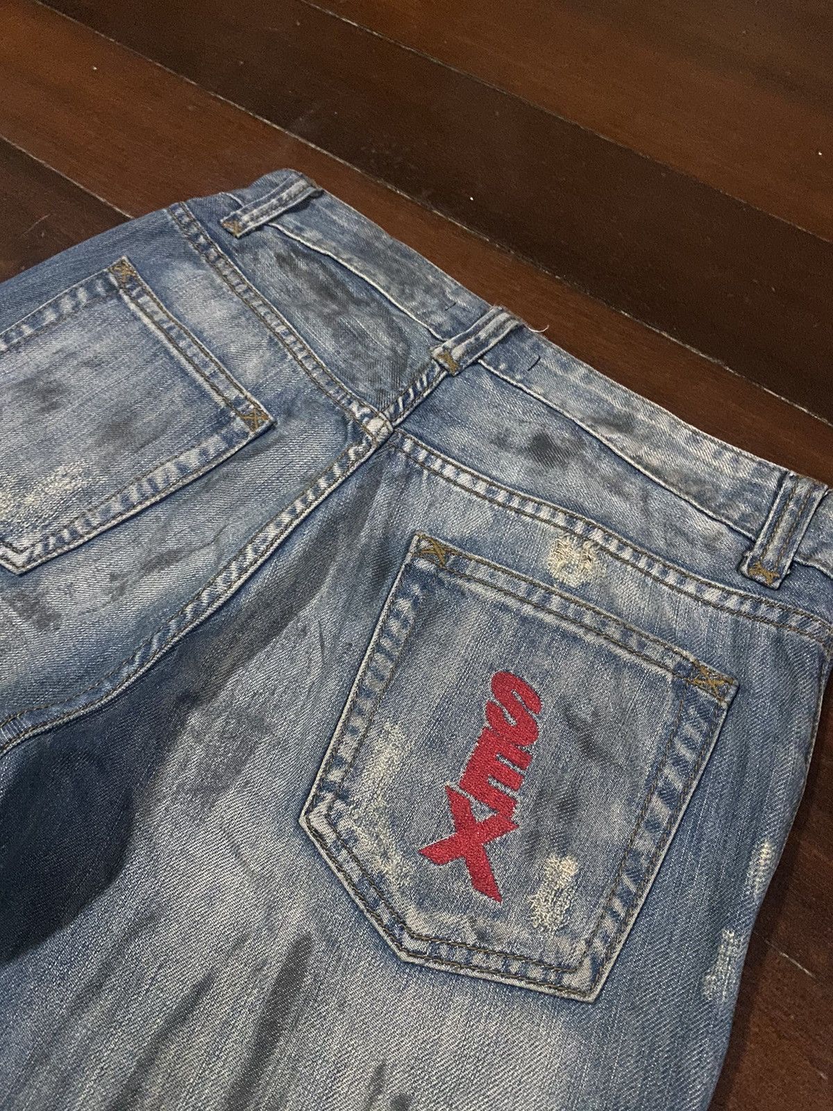 DOLCE & GABBANA SEX FLARE JEANS DISTRESSED RIPPED SPLATED