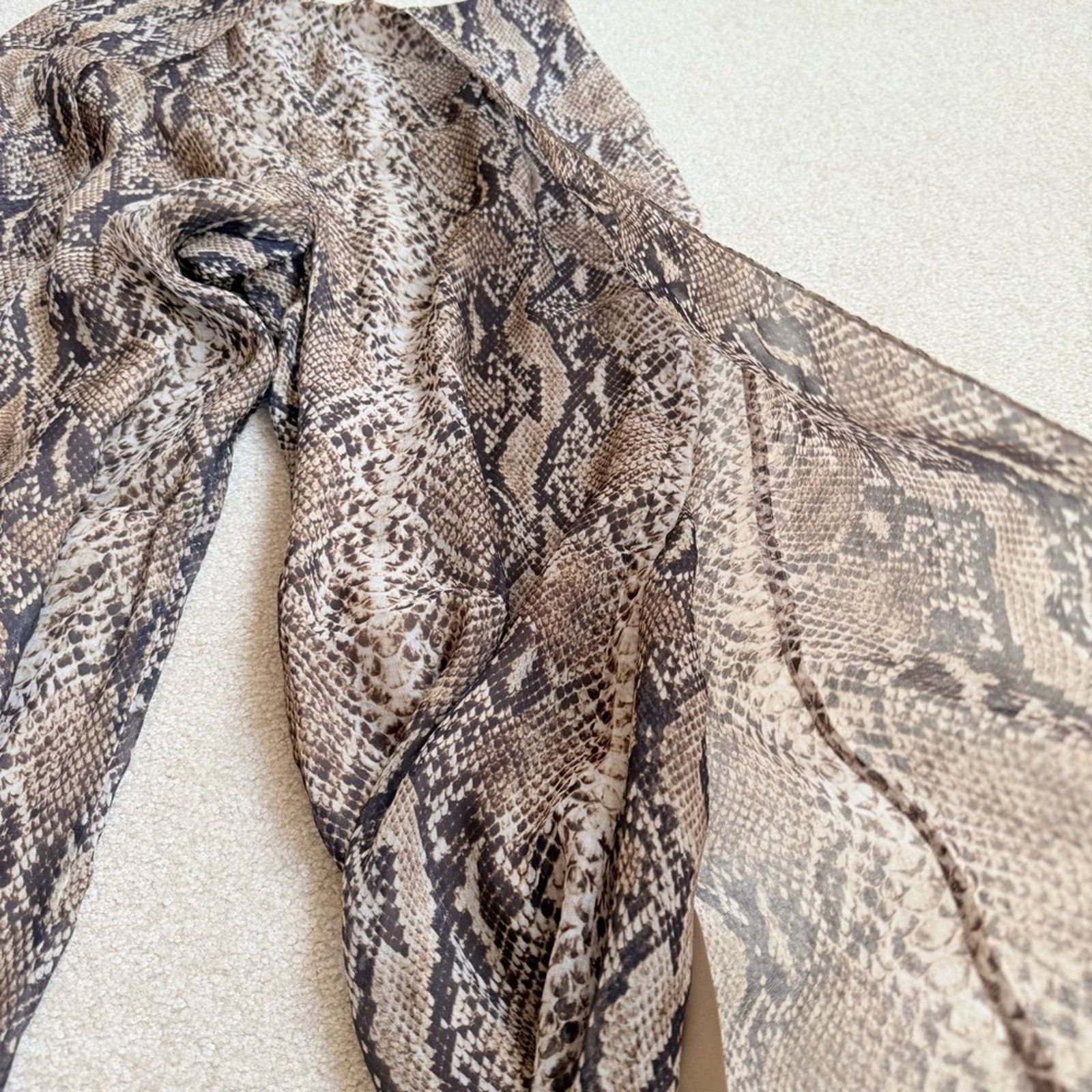 Ralph Lauren Purple Label Ralph Lauren Python Print Silk Chiffon Palazzo Pants Women 4 Size 27" / US 4 / IT 40 - 7 Thumbnail